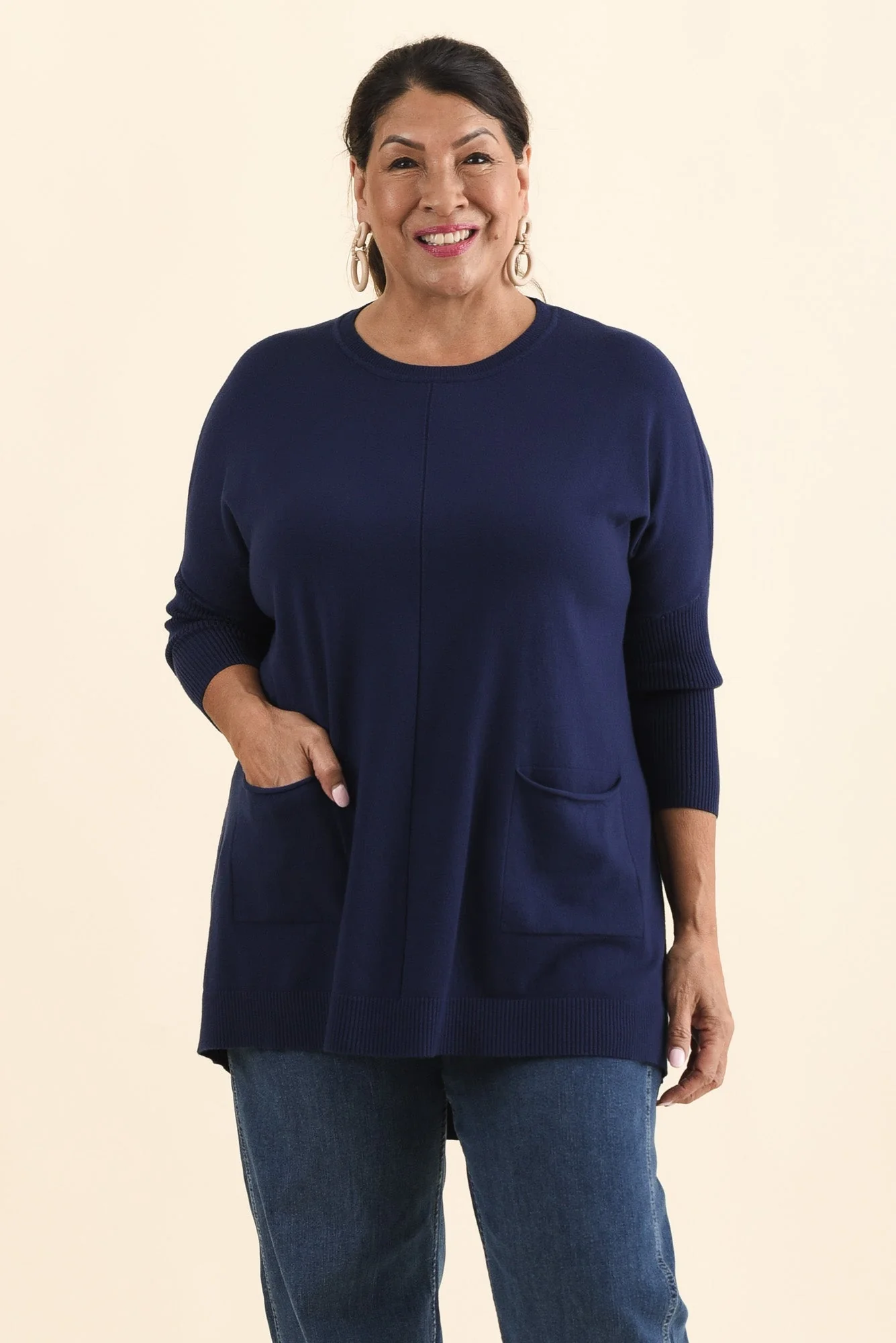 Helsinki Navy Knit Pocket Sweater - Image 8