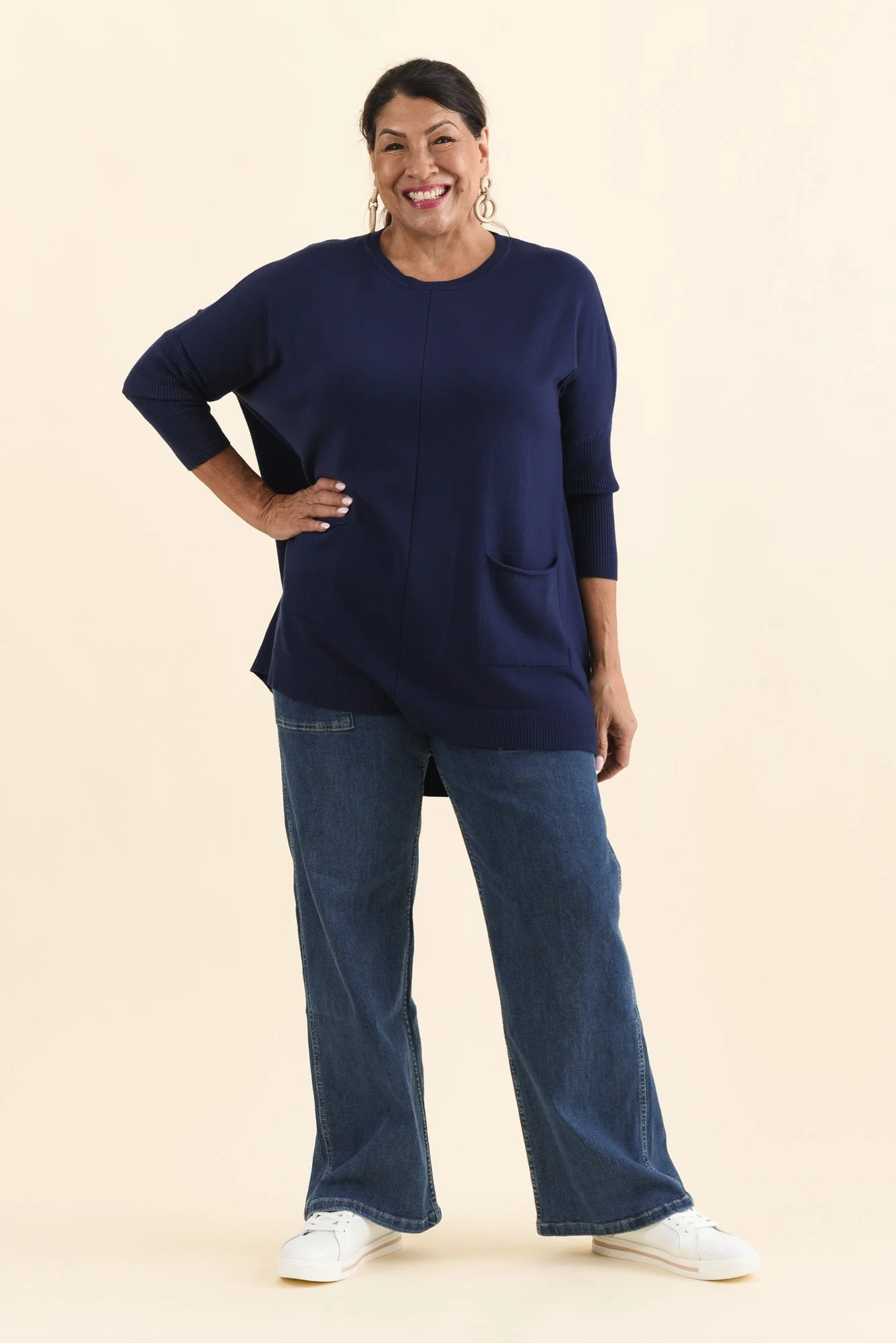 Helsinki Navy Knit Pocket Sweater - Image 9