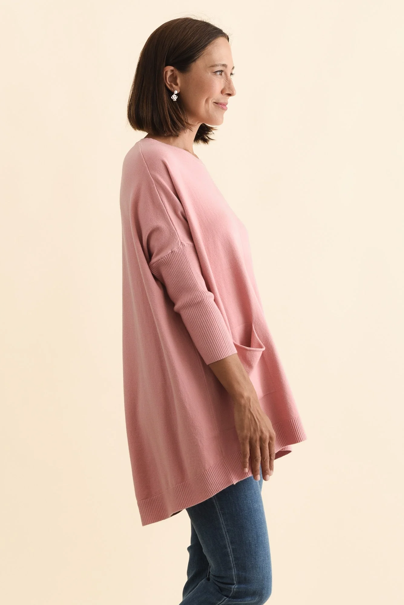 Helsinki Pink Knit Pocket Sweater - Image 3
