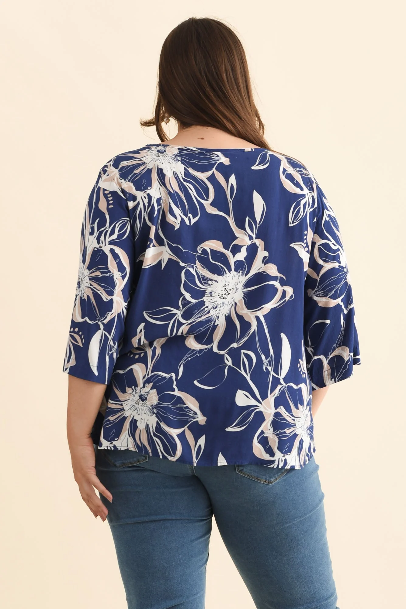 Hepburn Blue Flower Linen Blend Top - Image 11