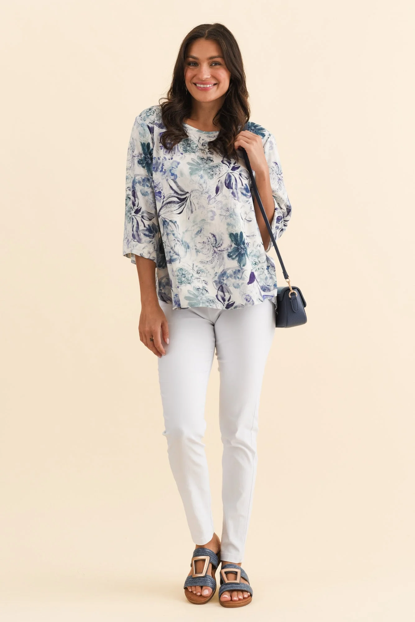 Hepburn Blue Garden Linen Blend Top - Image 2