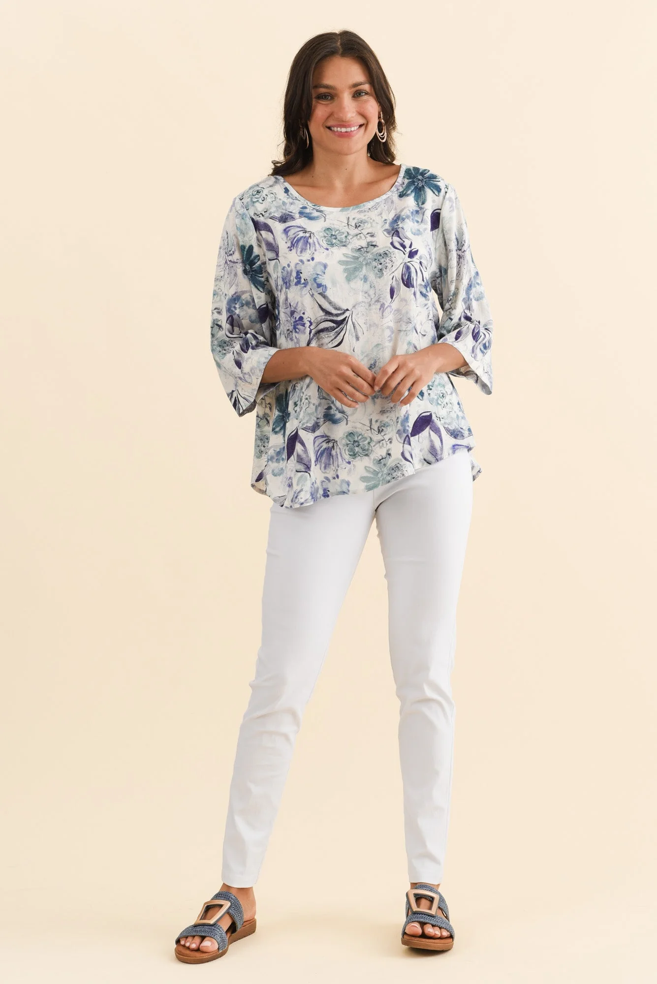 Hepburn Blue Garden Linen Blend Top - Image 6