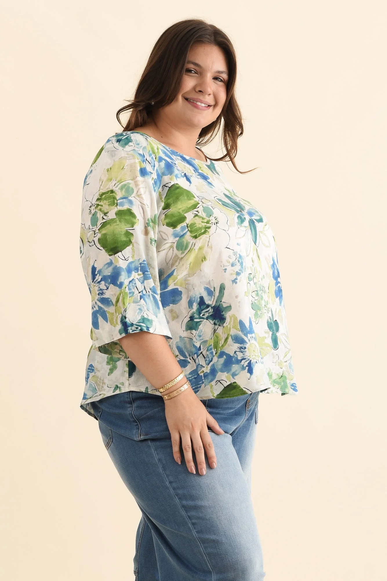 Hepburn Green Floral Linen Blend Top - Image 10