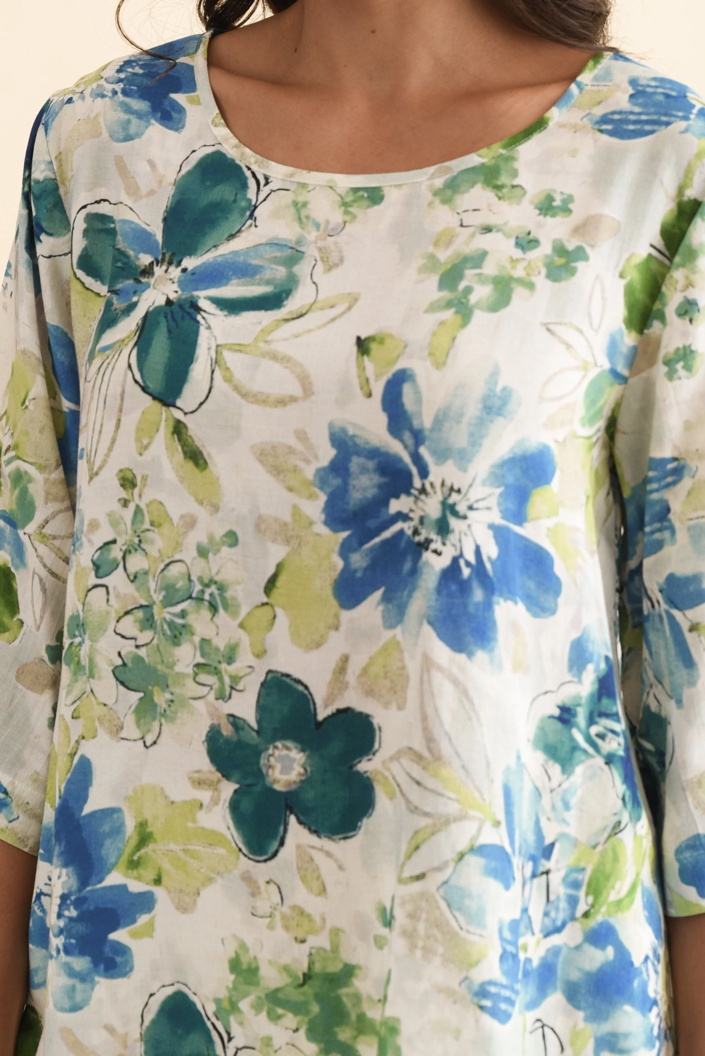 Hepburn Green Floral Linen Blend Top - Image 6