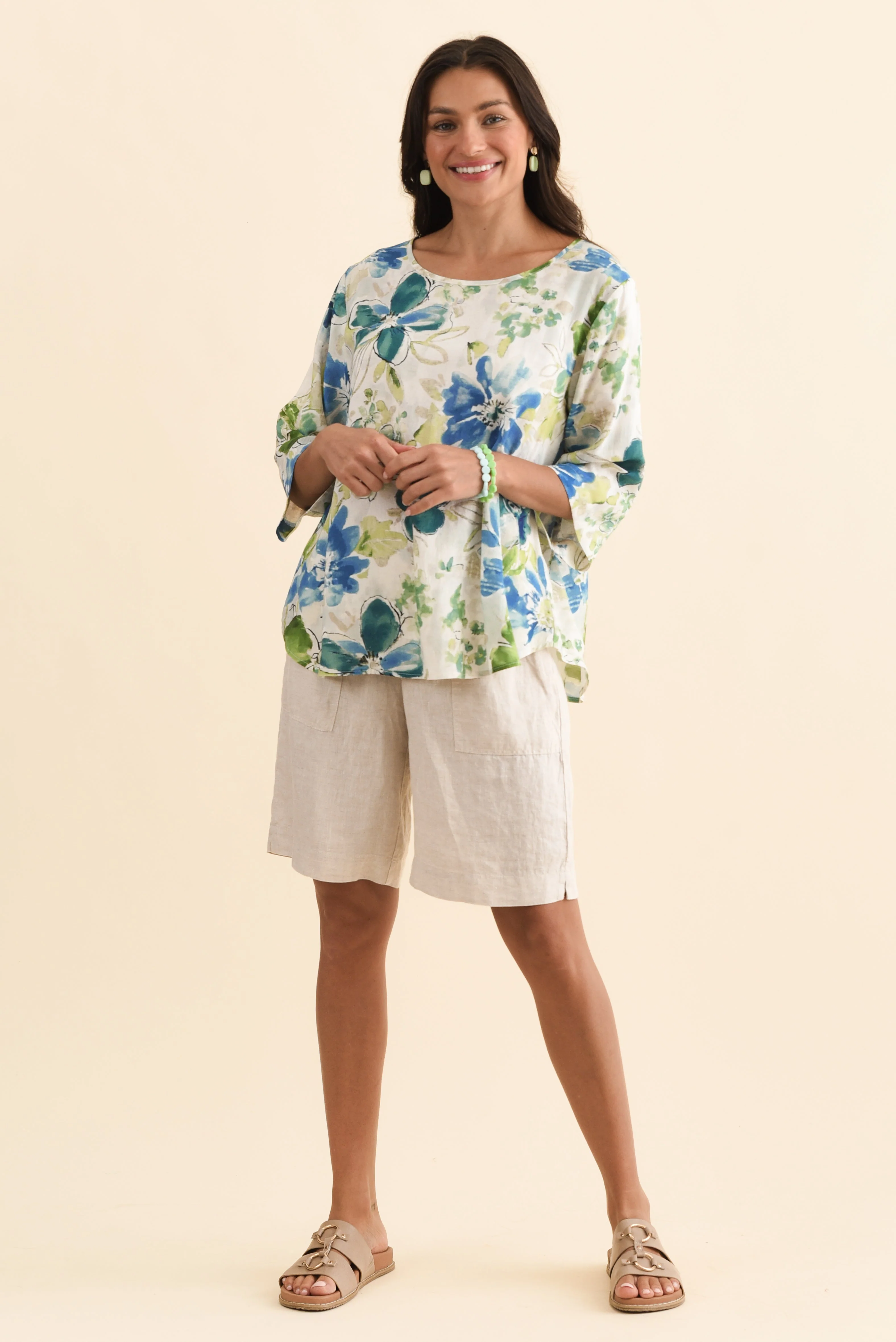 Hepburn Green Floral Linen Blend Top - Image 7