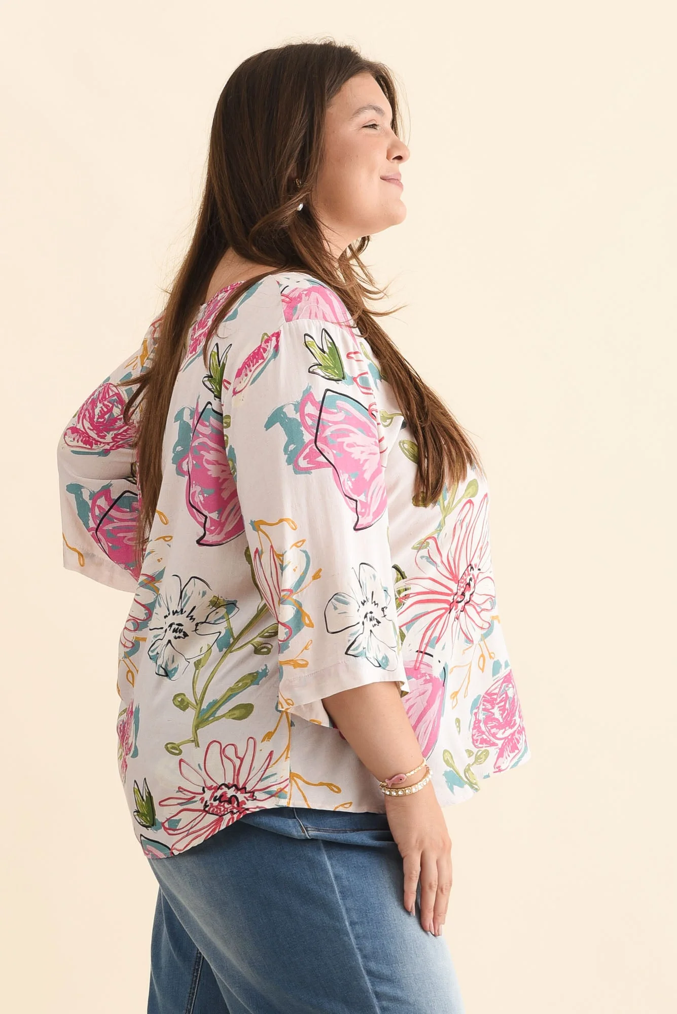 Hepburn White Blossom Linen Blend Top - Image 10