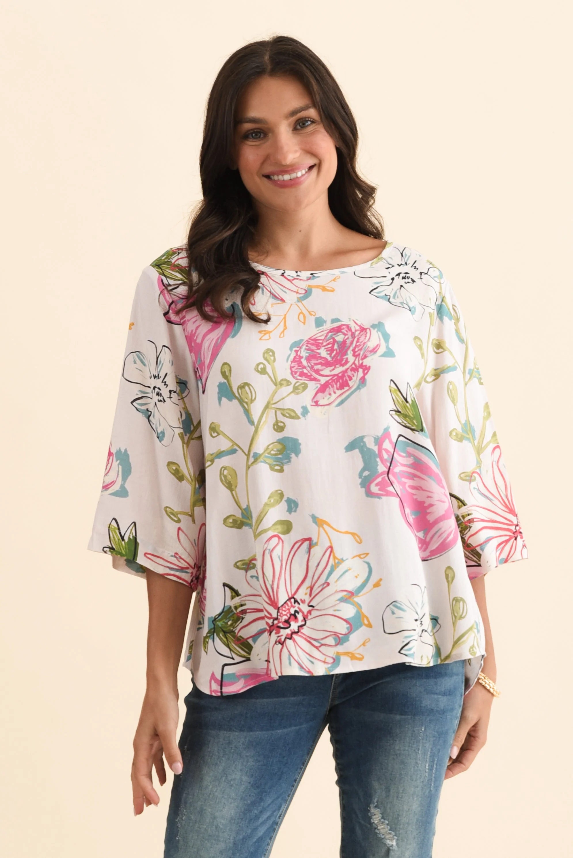 Hepburn White Blossom Linen Blend Top - Image 2