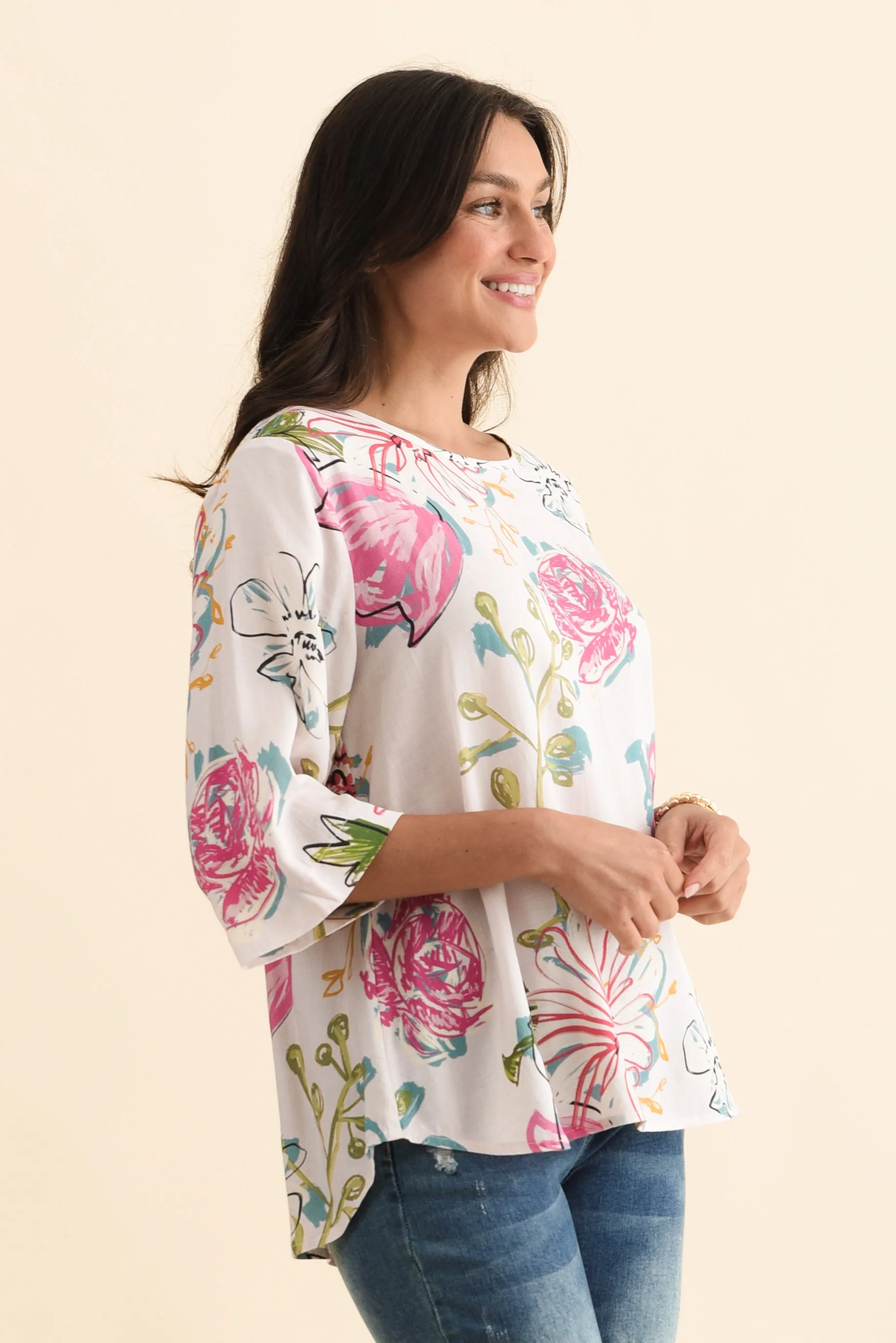Hepburn White Blossom Linen Blend Top - Image 4