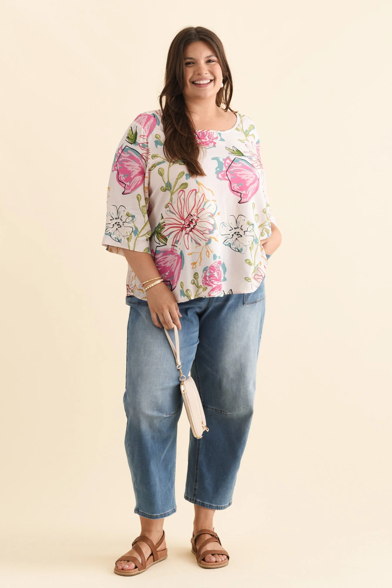 Hepburn White Blossom Linen Blend Top - Image 9