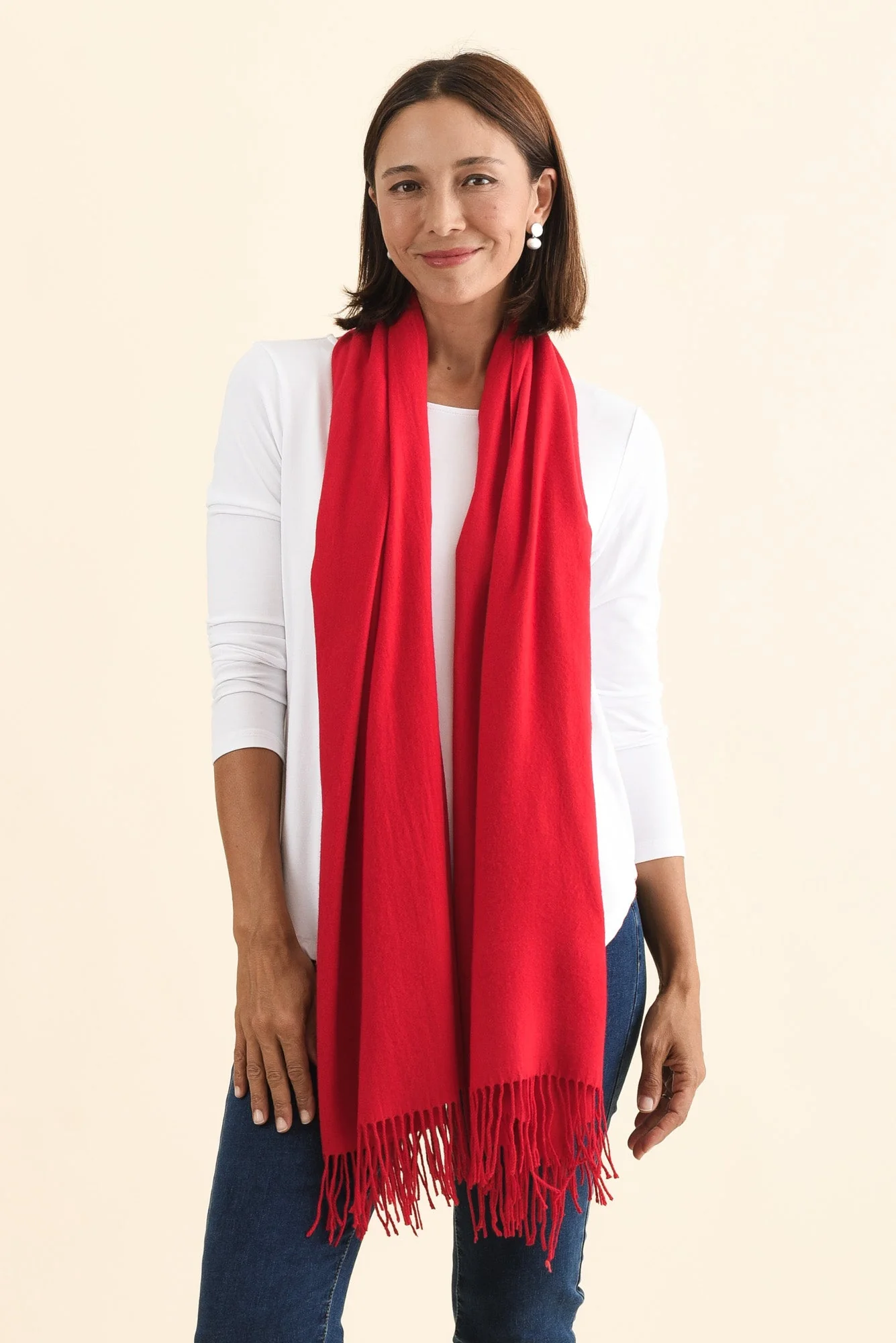 Heta Cherry Red Cotton Pashmina Scarf - Image 2