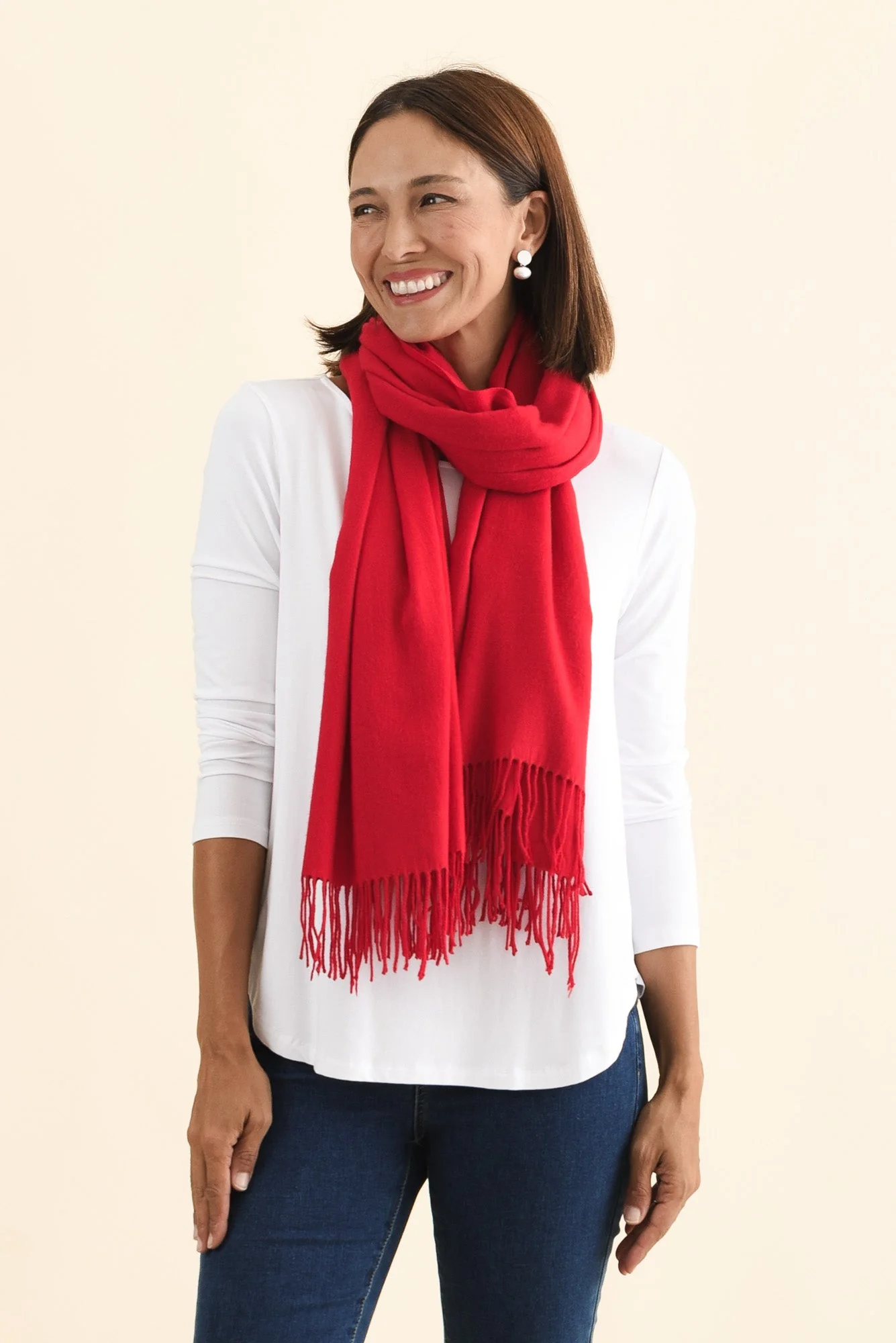 Heta Cherry Red Cotton Pashmina Scarf - Image 3