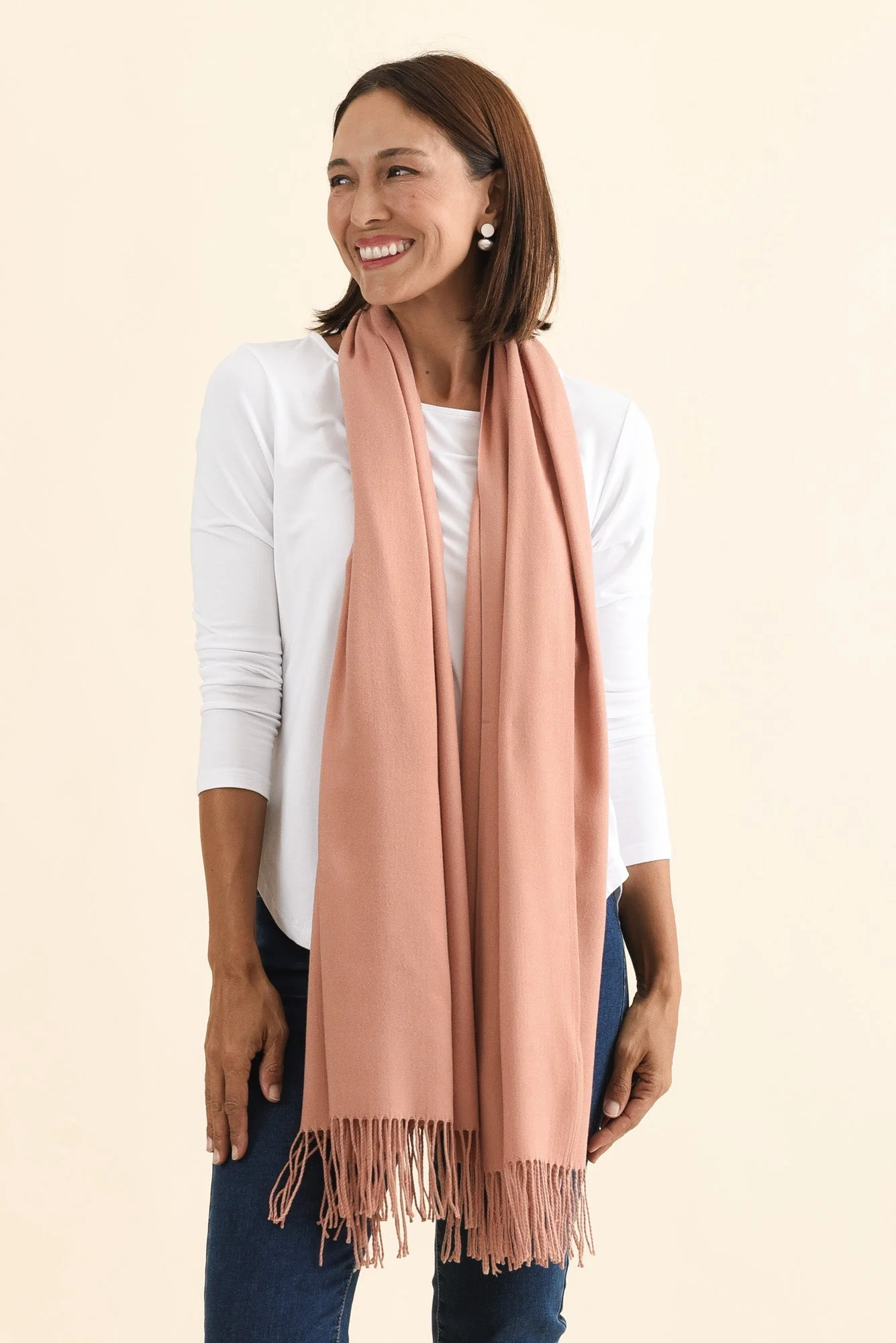 Heta Deep Blush Cotton Pashmina Scarf - Image 2