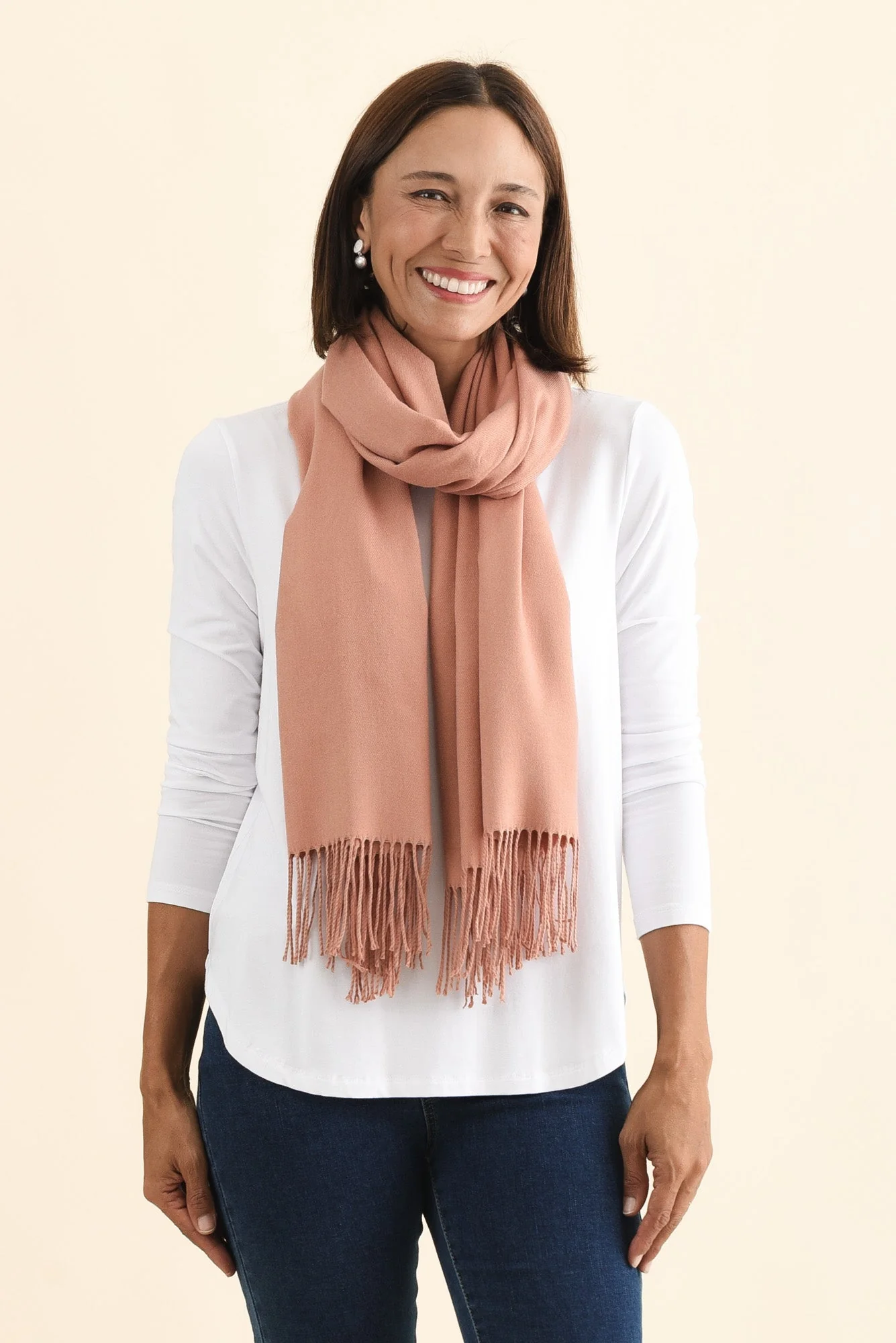 Heta Deep Blush Cotton Pashmina Scarf - Image 3