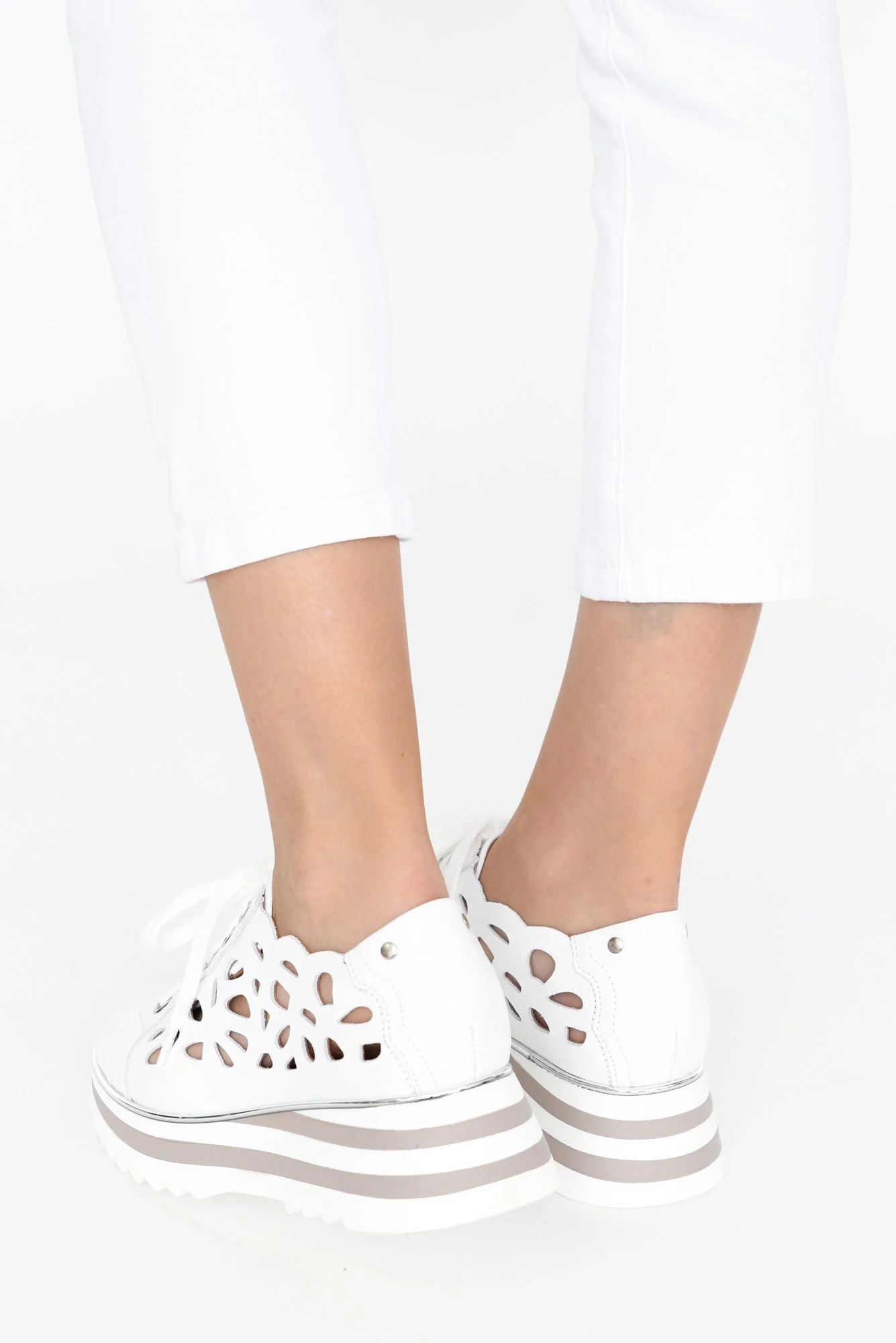 Holiday White Leather Platform Sneaker - Image 9