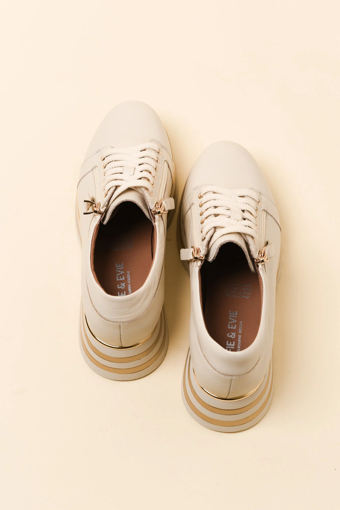 Hosting Cream Stripe Leather Platform Sneaker - Image 4