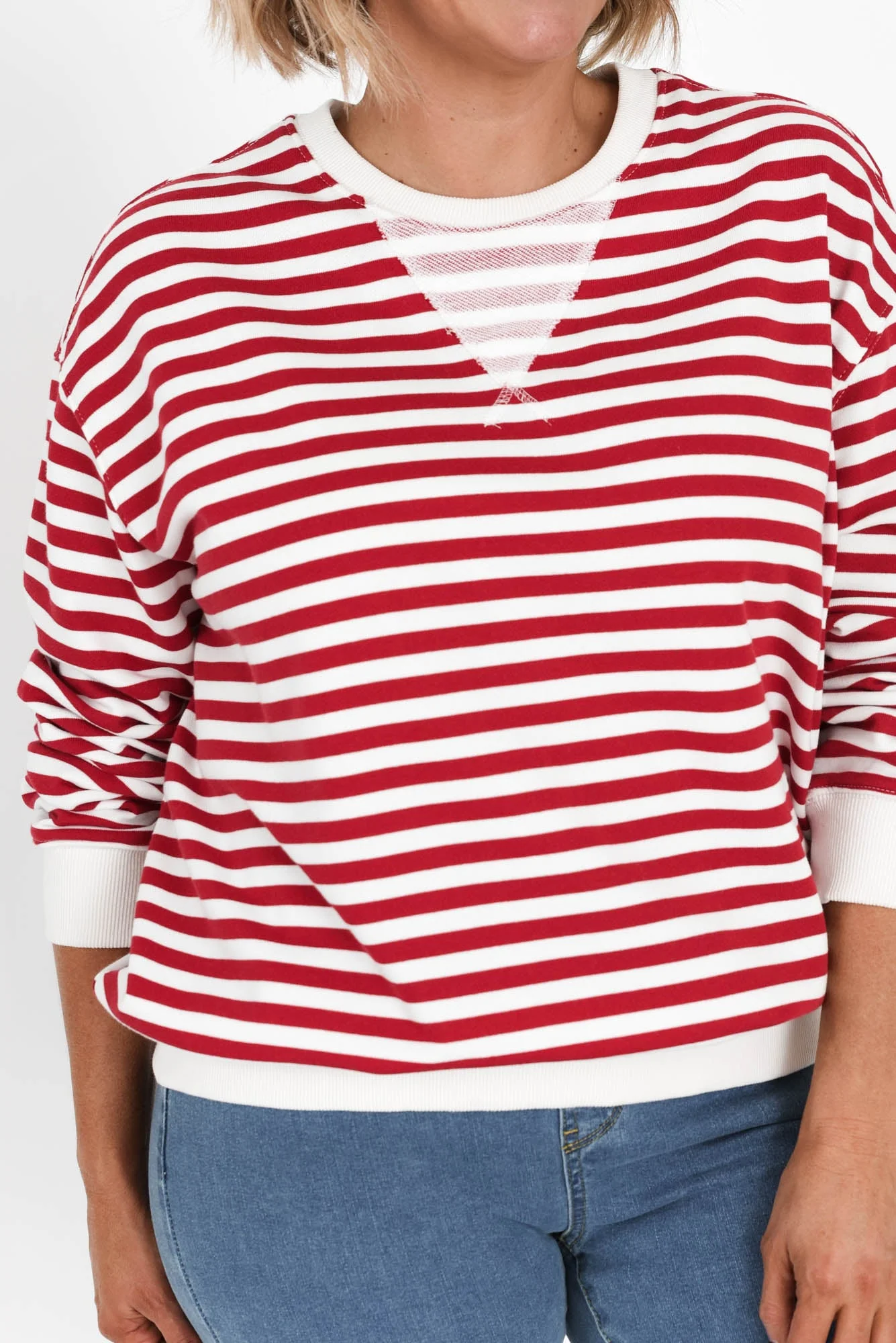 Hotham Red Stripe Cotton Sweatshirt - Image 3