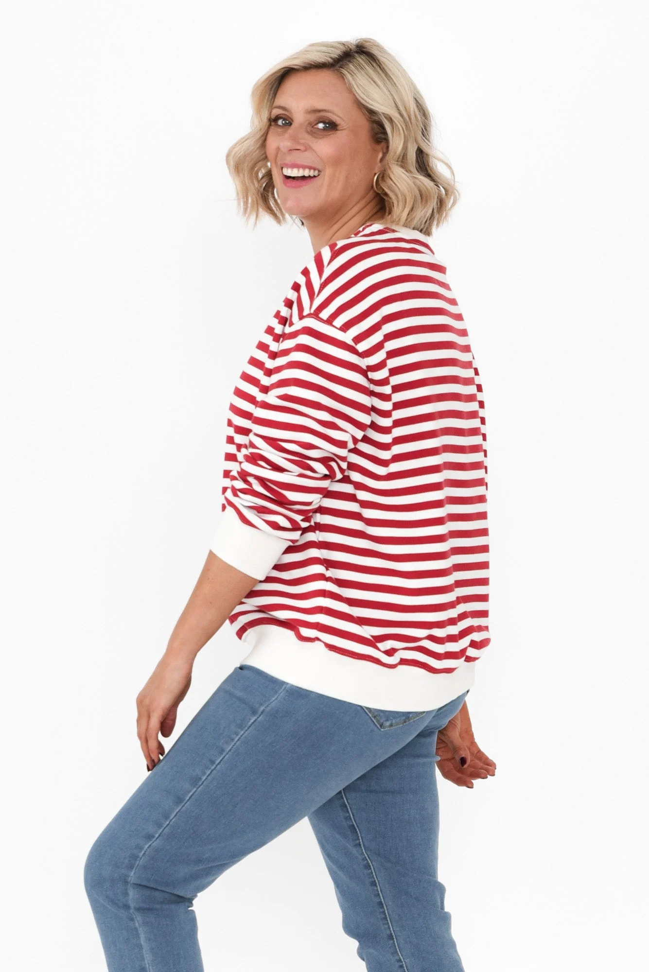 Hotham Red Stripe Cotton Sweatshirt - Image 4