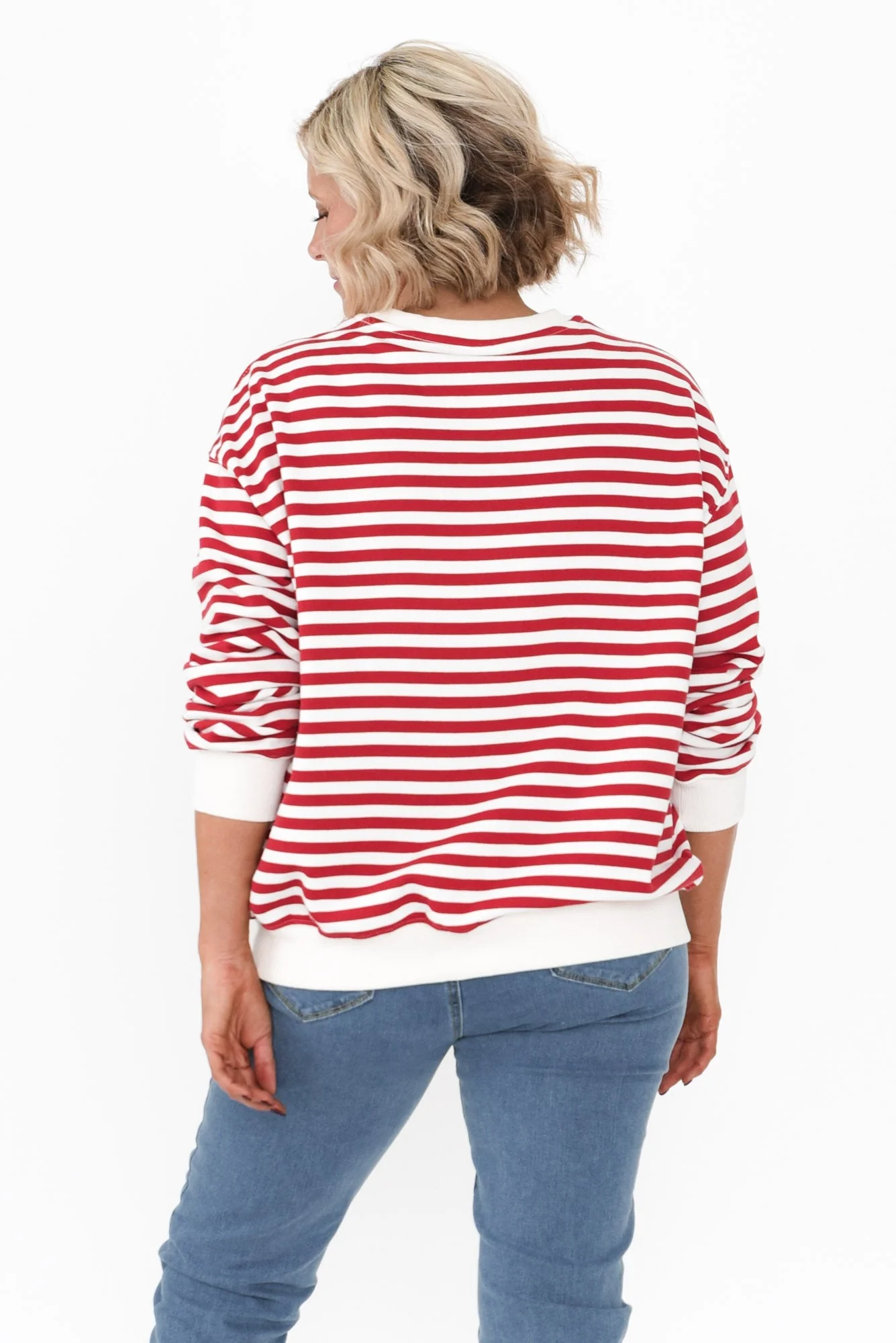 Hotham Red Stripe Cotton Sweatshirt - Image 5