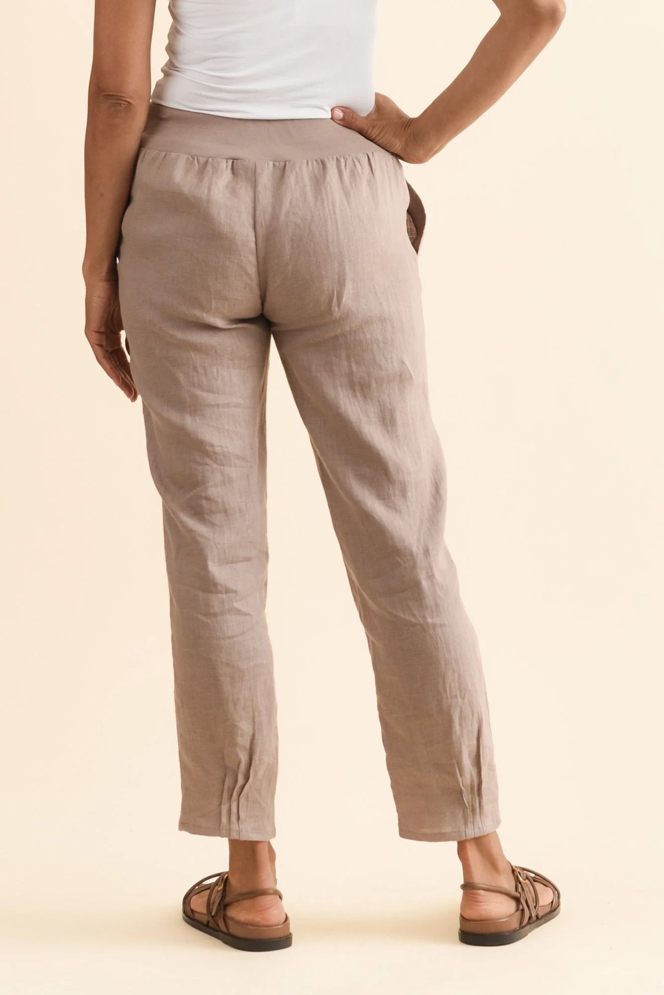Hudson Mocha Linen Pocket Pants - Image 4
