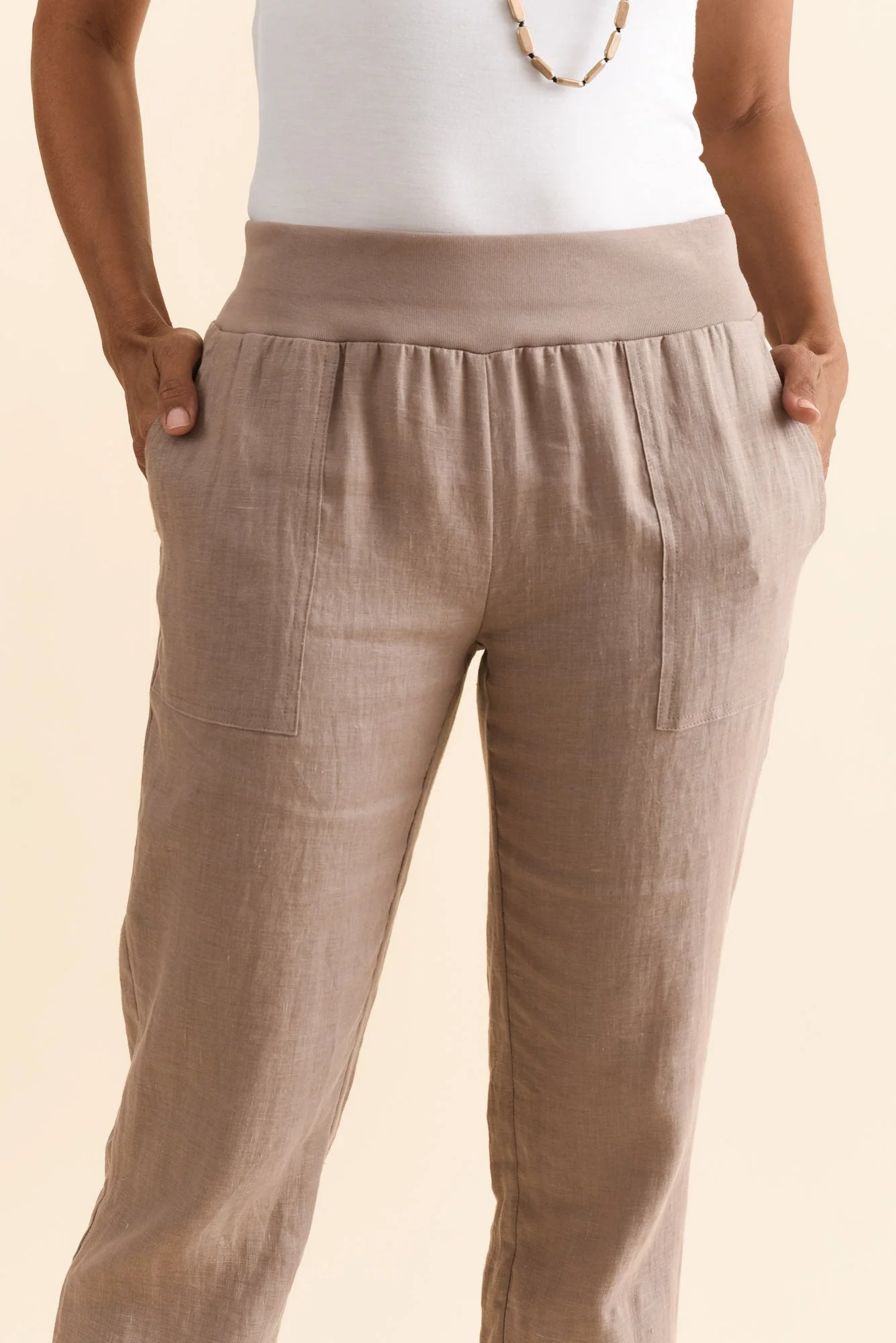 Hudson Mocha Linen Pocket Pants - Image 5