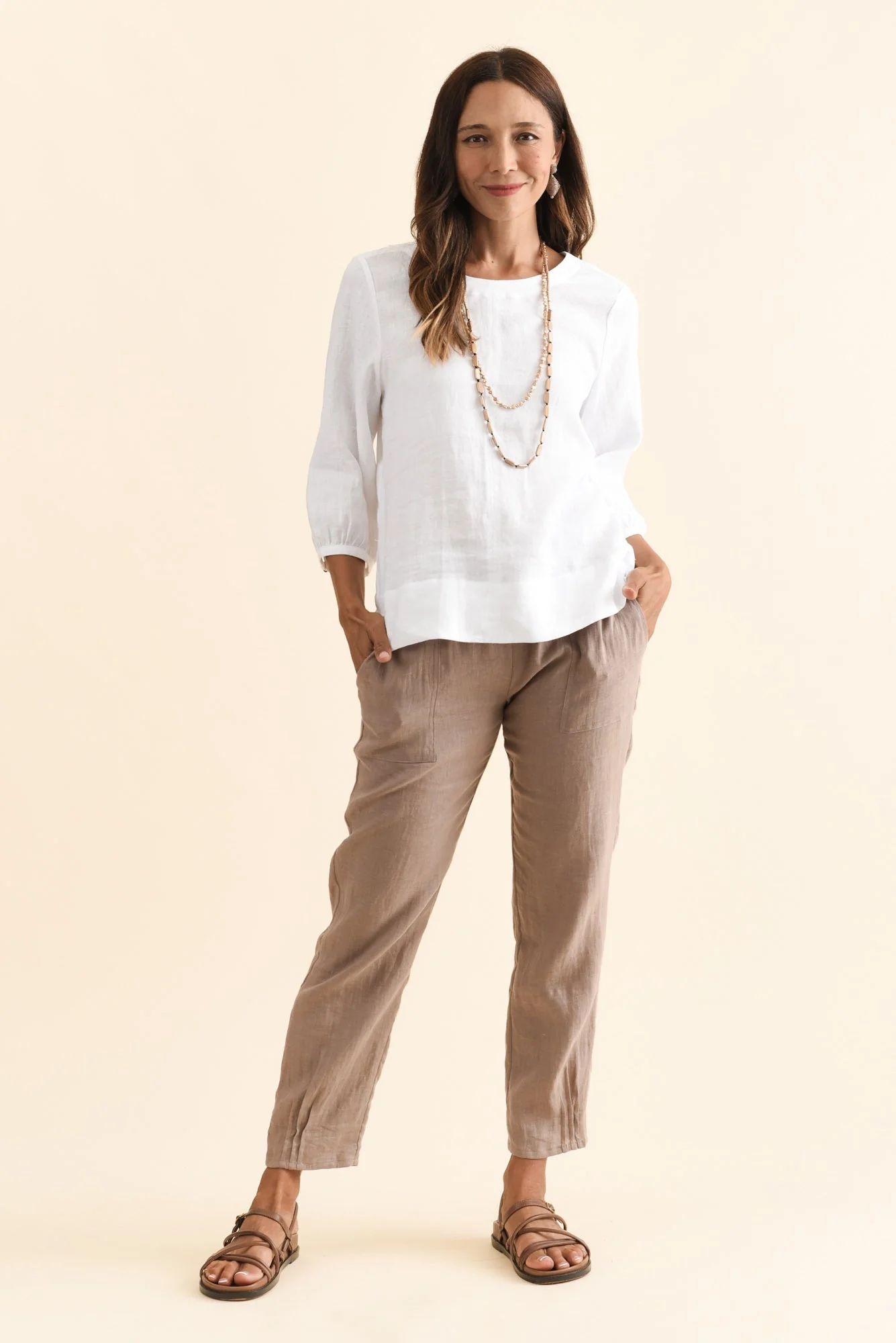 Hudson Mocha Linen Pocket Pants - Image 6