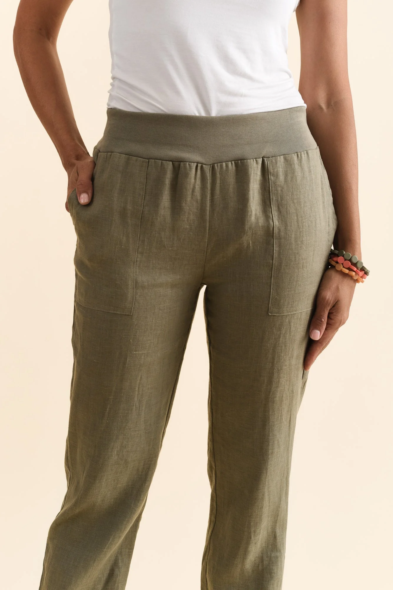 Hudson Olive Linen Pocket Pants - Image 5