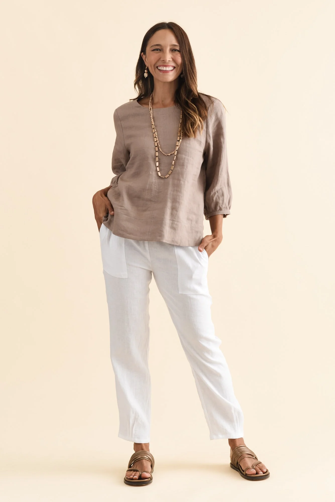Hudson White Linen Pocket Pants - Image 2