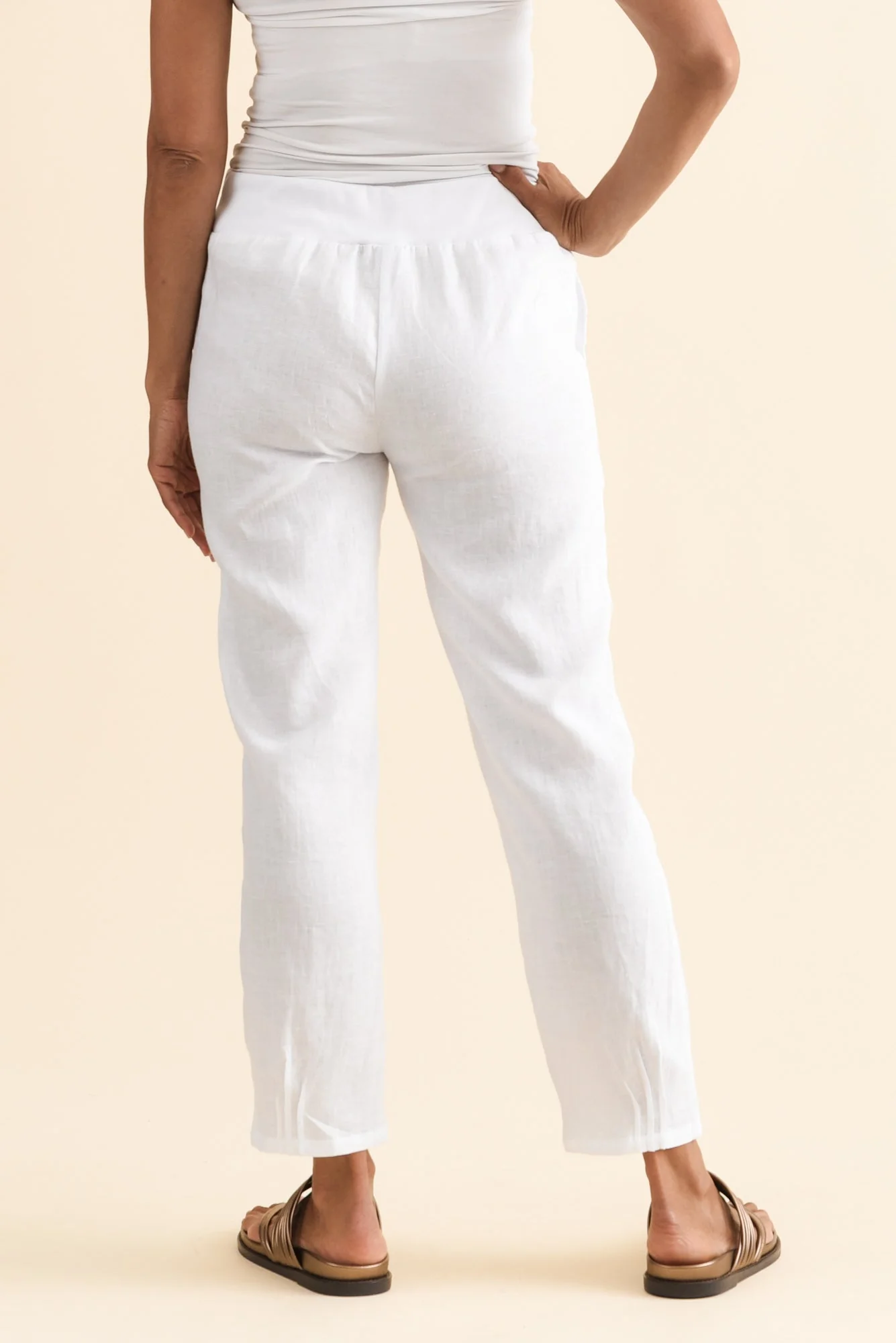 Hudson White Linen Pocket Pants - Image 4