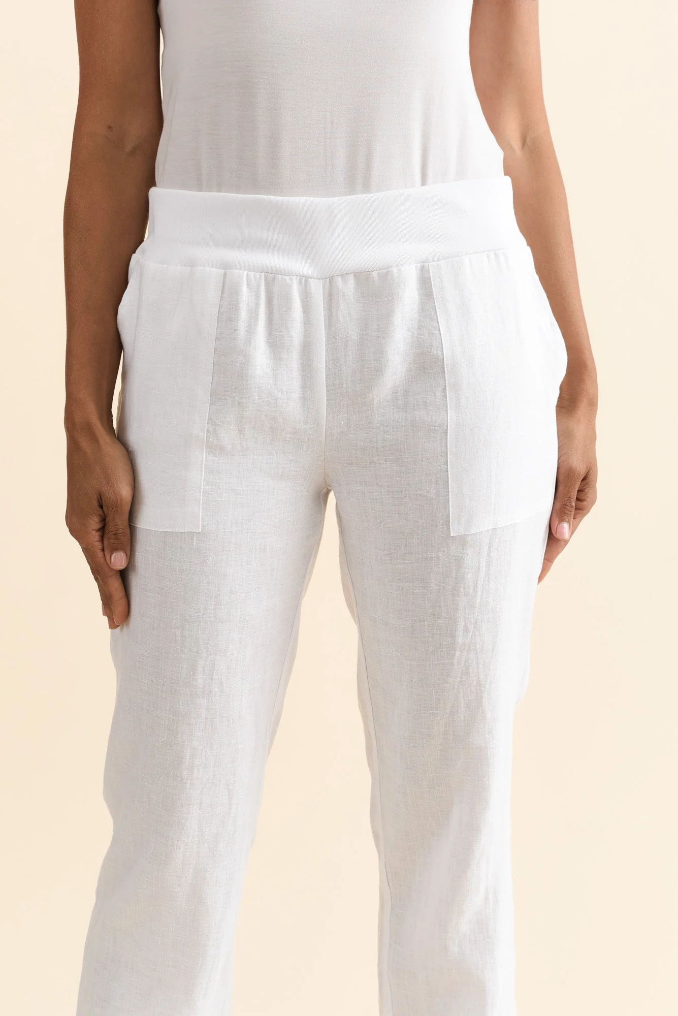 Hudson White Linen Pocket Pants - Image 5