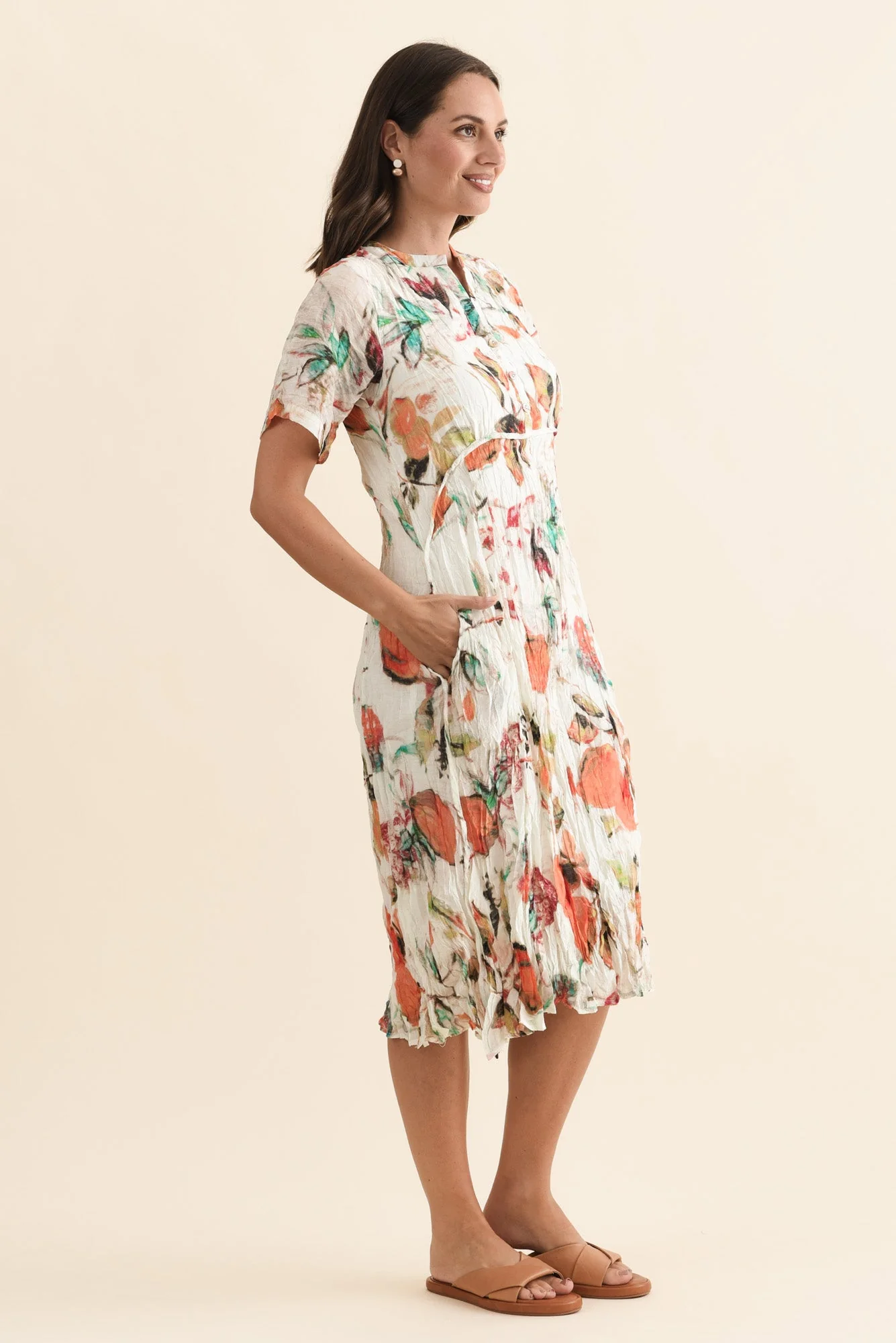 Idalina Orange Harvest Pocket Dress - Image 3