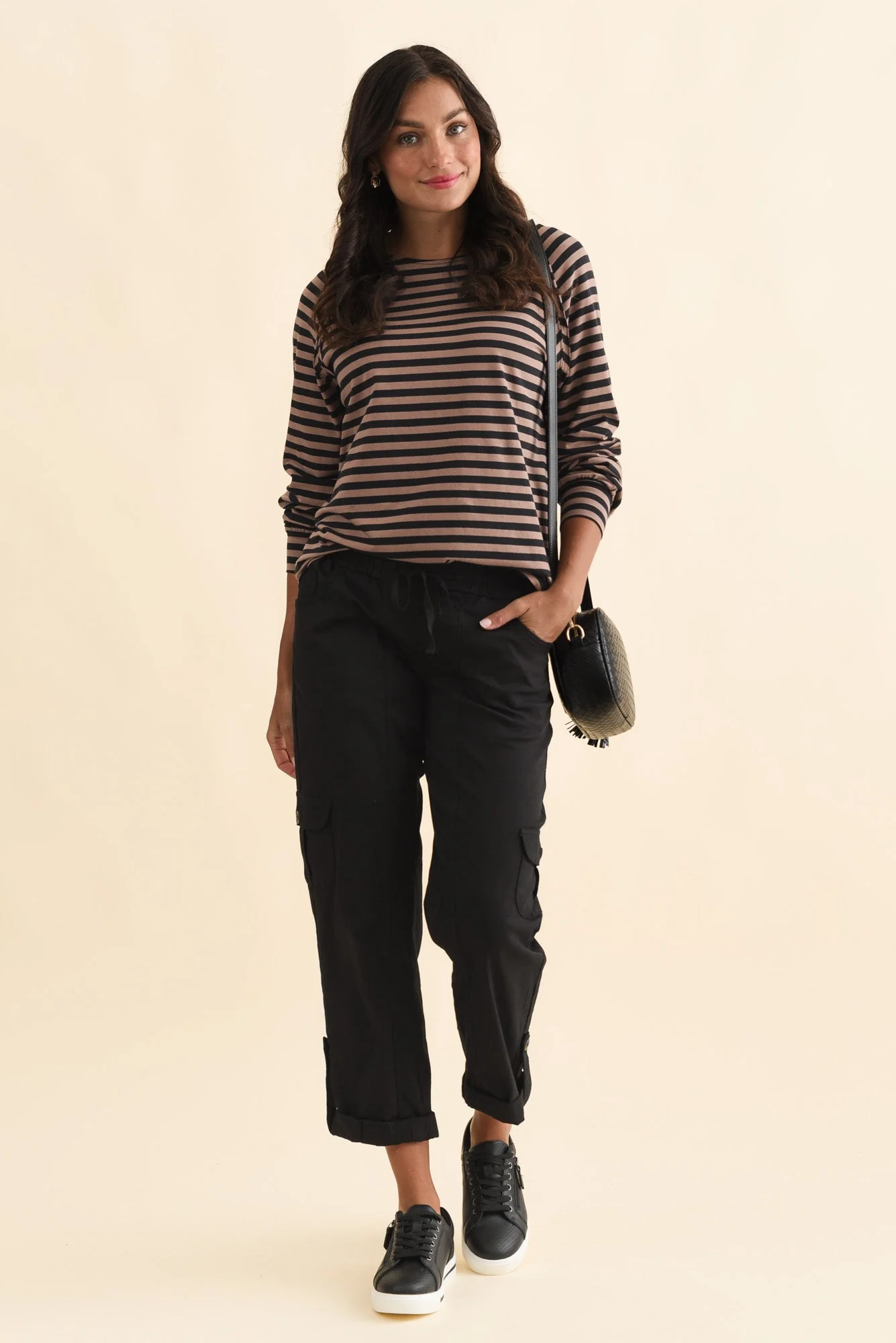 Indie Brown Stripe Cotton Long Sleeve Tee - Image 2