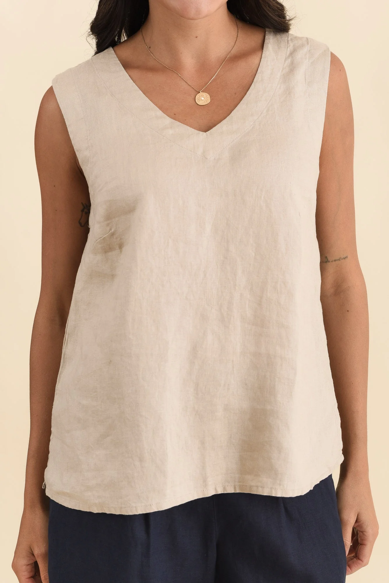 Inez Beige Linen Tank - Image 5