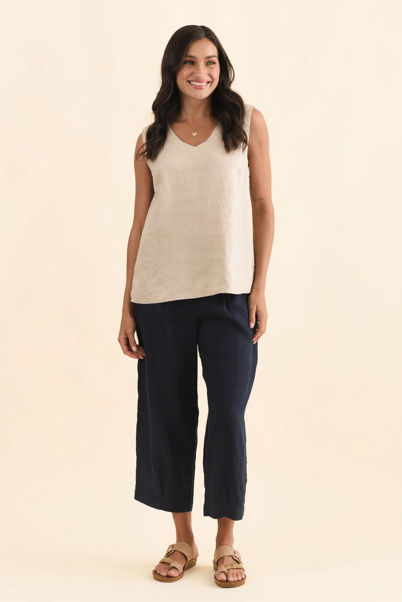 Inez Beige Linen Tank - Image 6