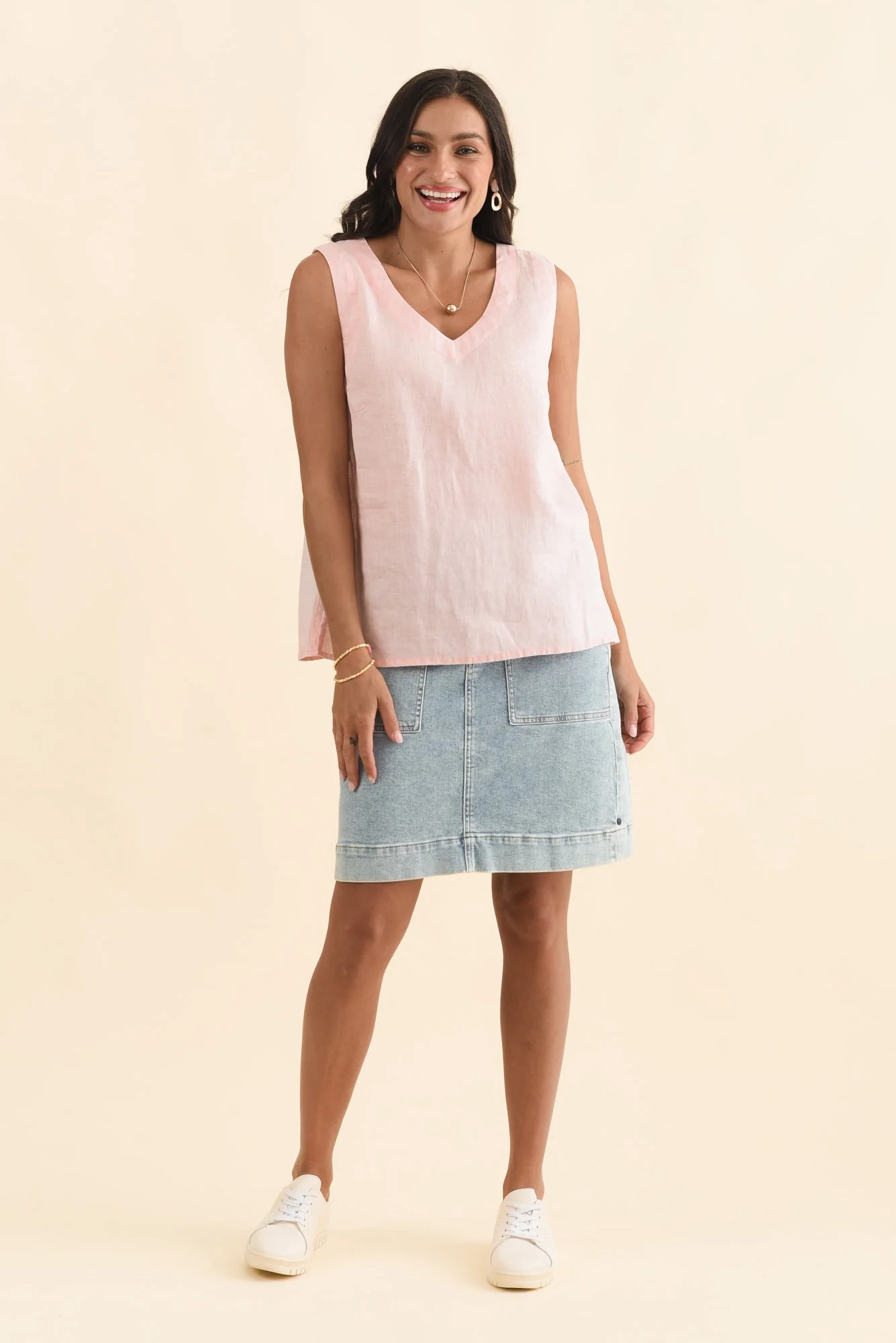 Inez Blush Linen Tank - Image 2