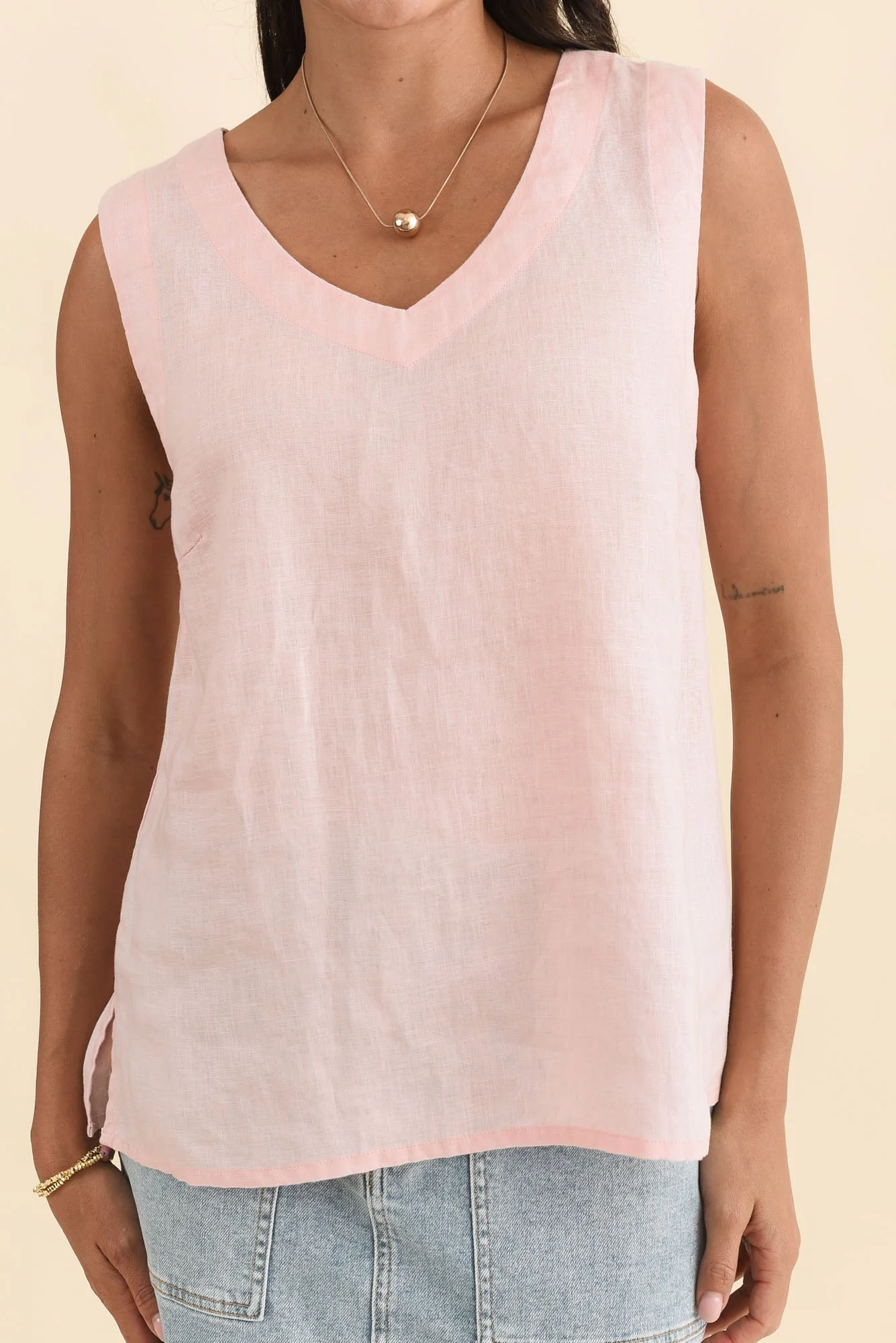 Inez Blush Linen Tank - Image 5