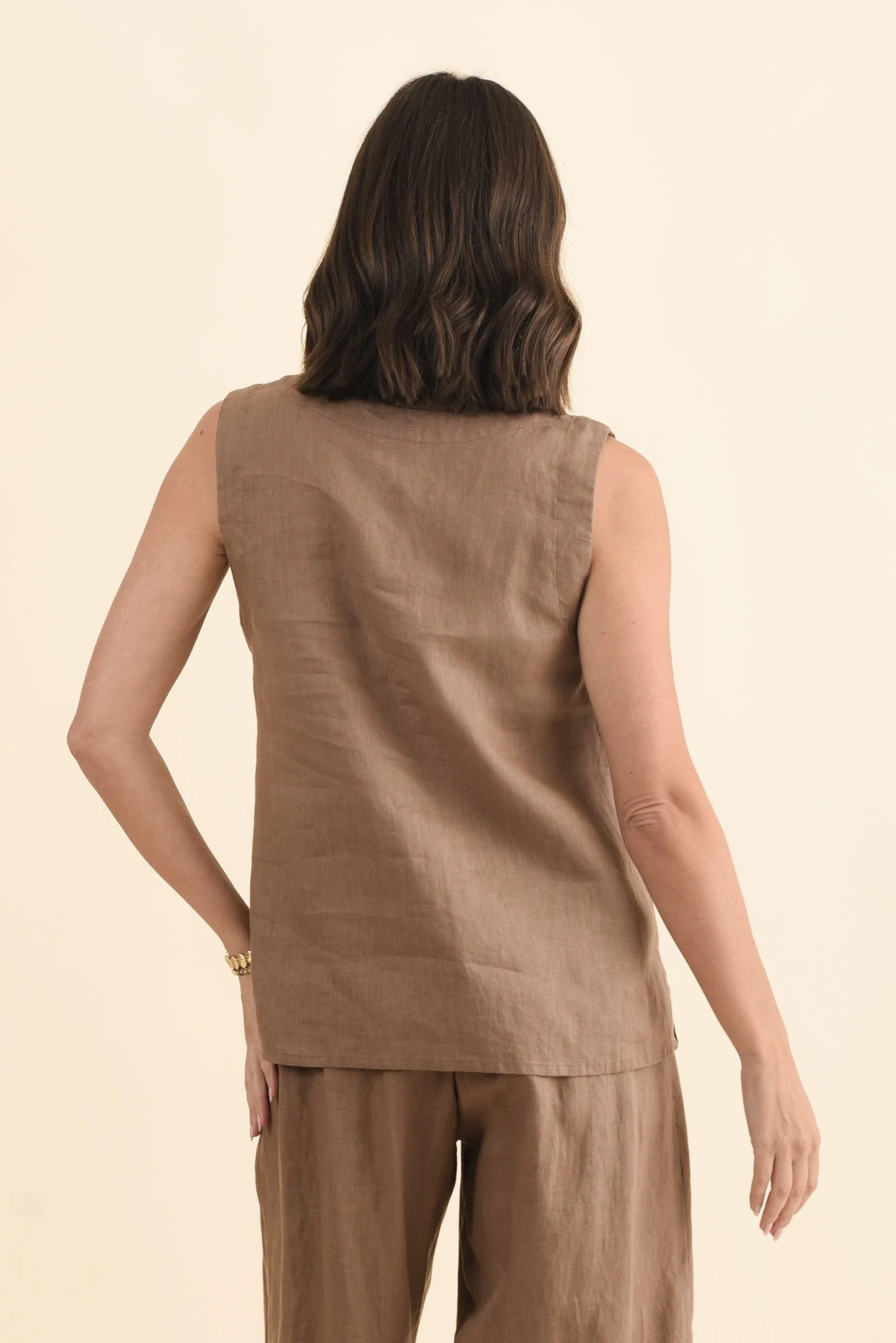 Inez Mocha Linen Tank - Image 4