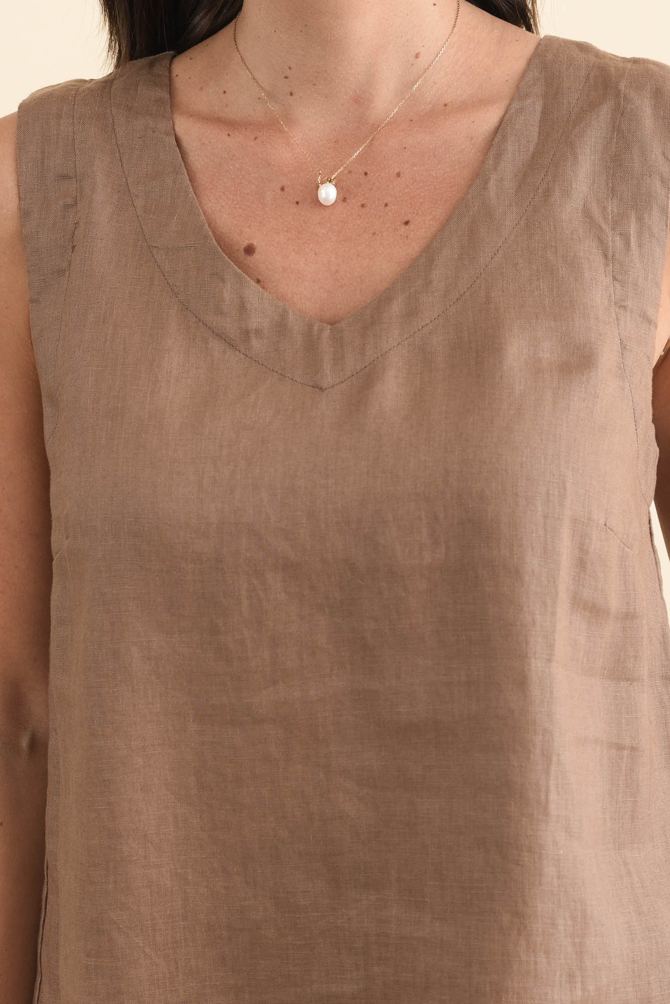 Inez Mocha Linen Tank - Image 5