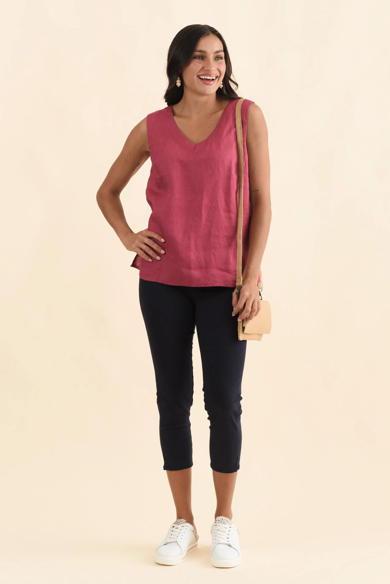 Inez Pink Linen Tank - Image 2