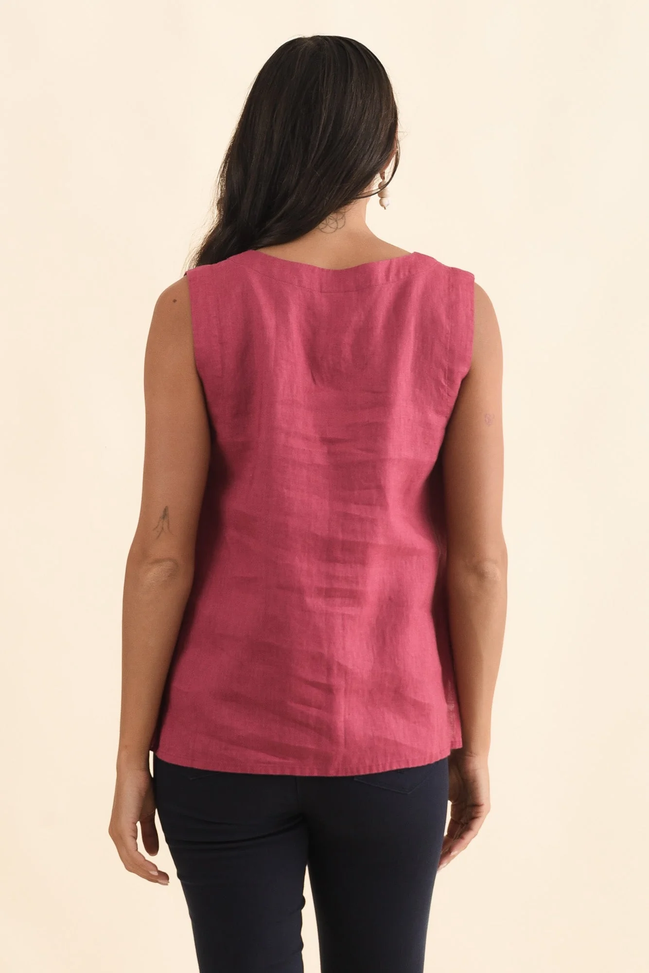 Inez Pink Linen Tank - Image 4