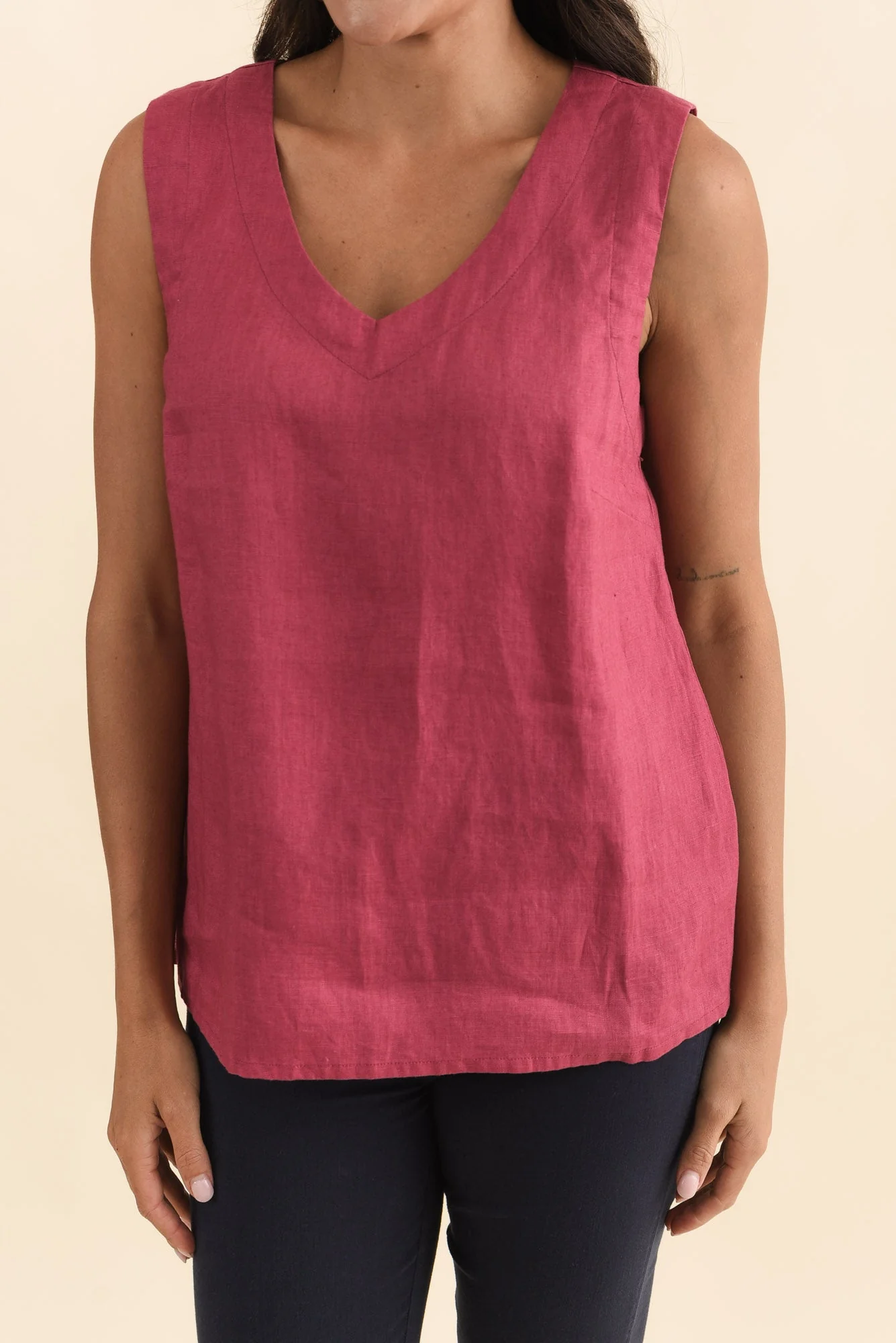 Inez Pink Linen Tank - Image 5