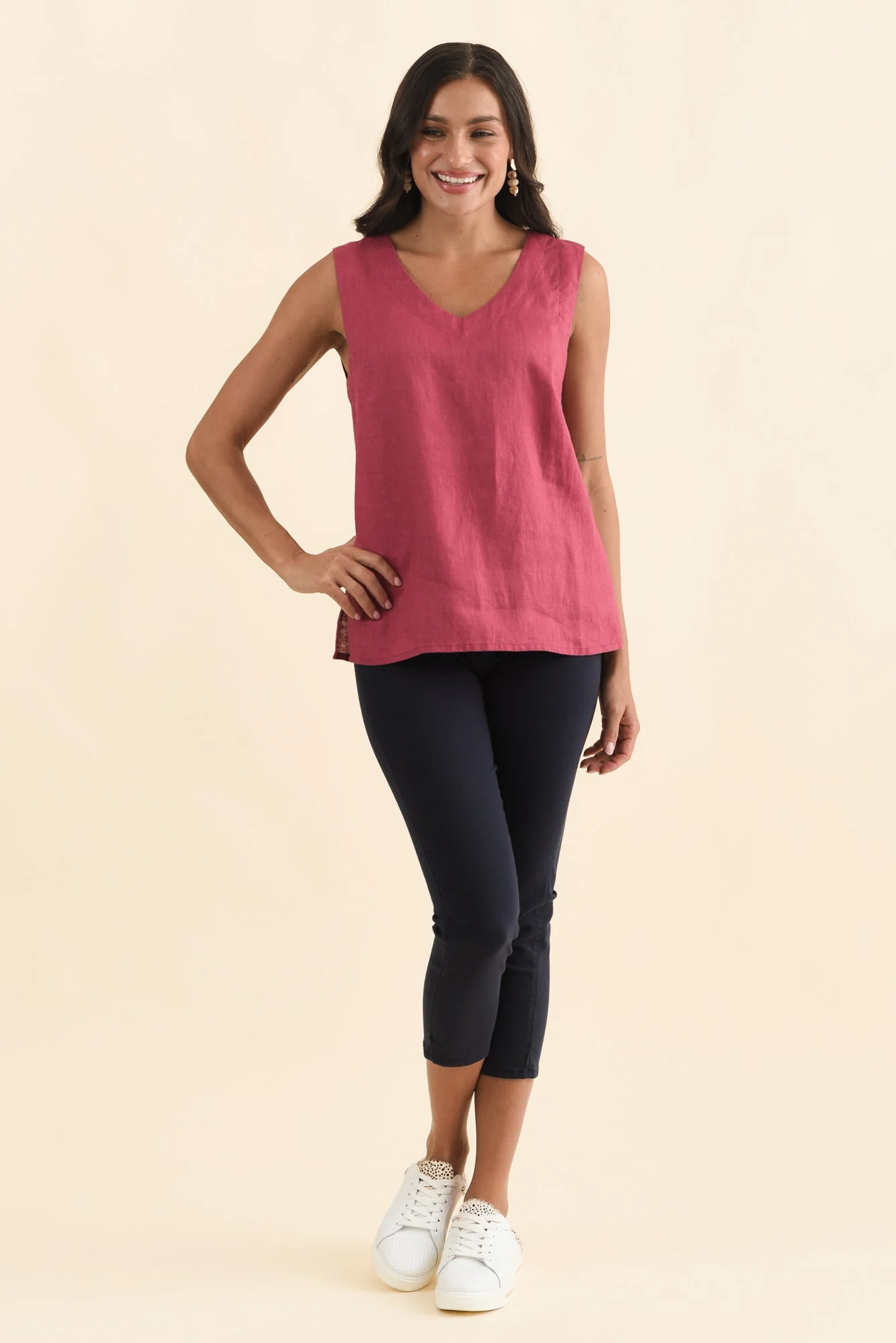 Inez Pink Linen Tank - Image 6