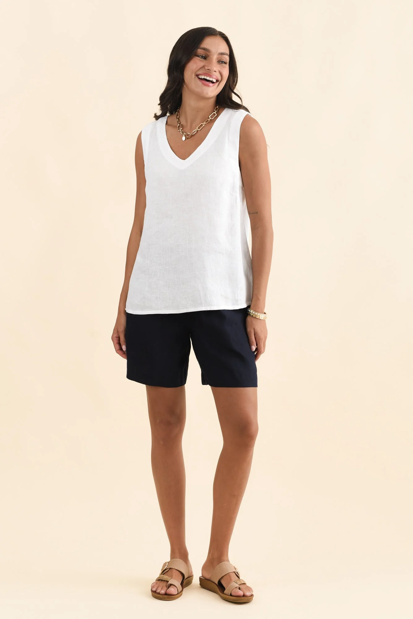 Inez White Linen Tank - Image 6