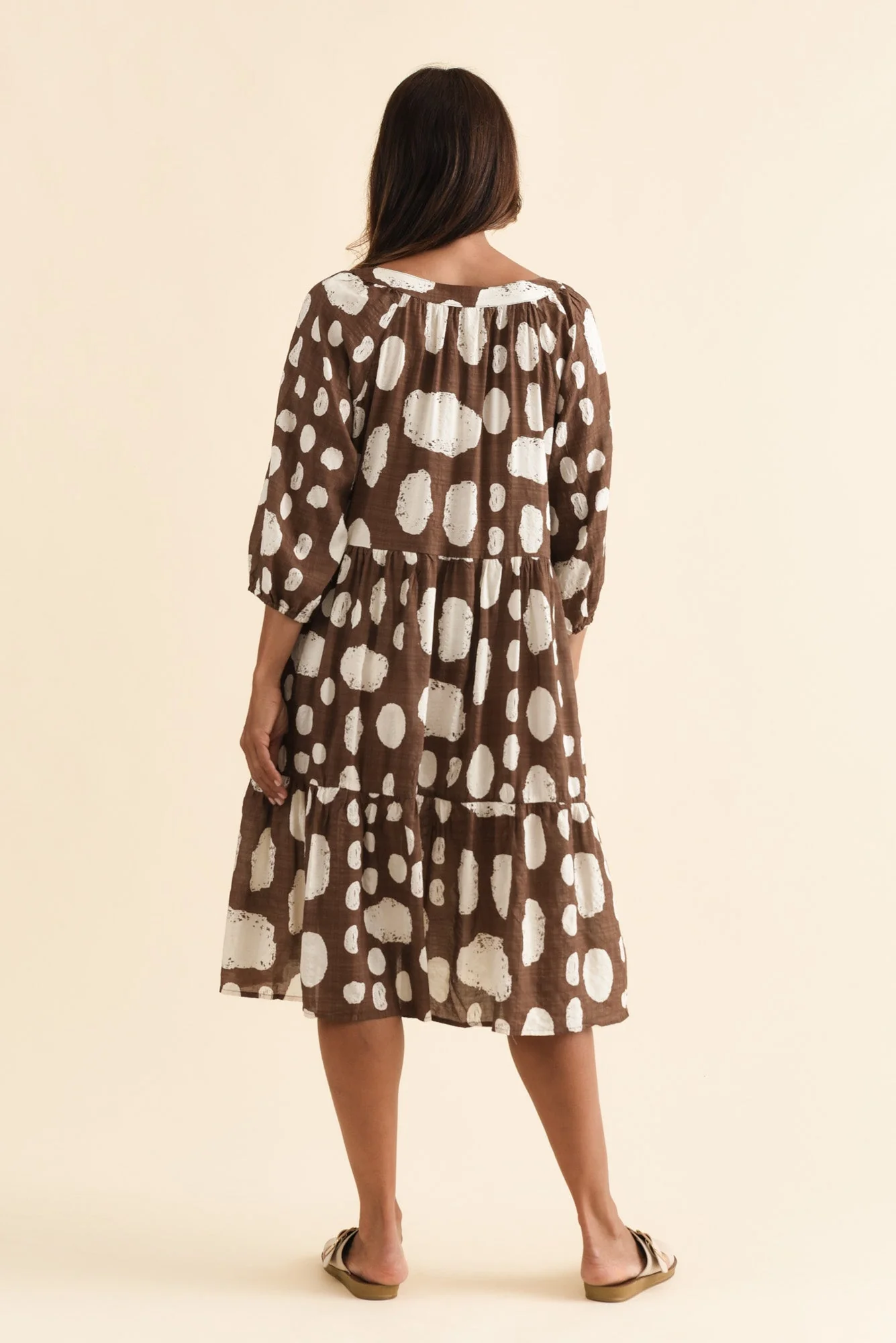 Irene Chocolate Spot Cotton Blend Dress - Image 4