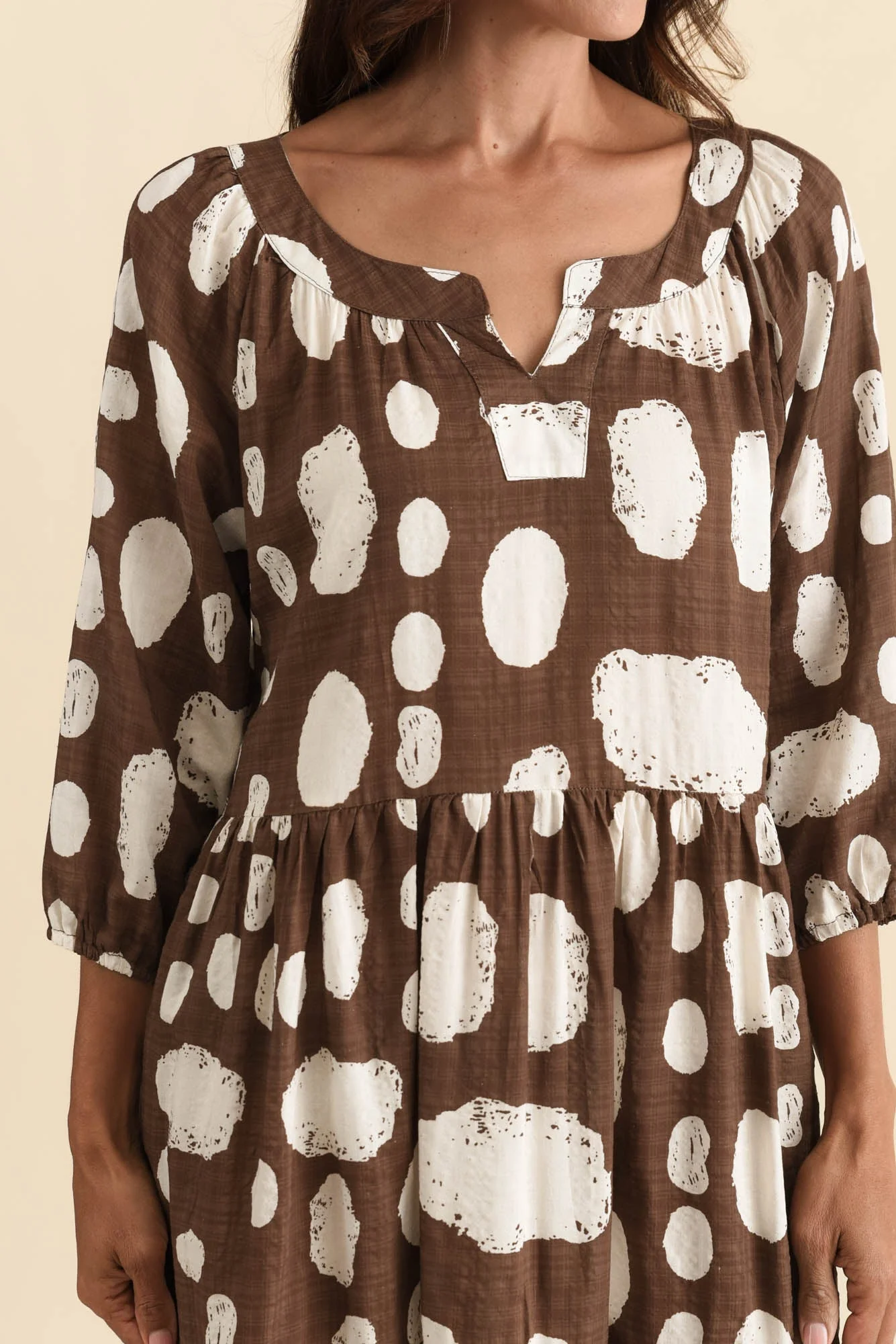 Irene Chocolate Spot Cotton Blend Dress - Image 5