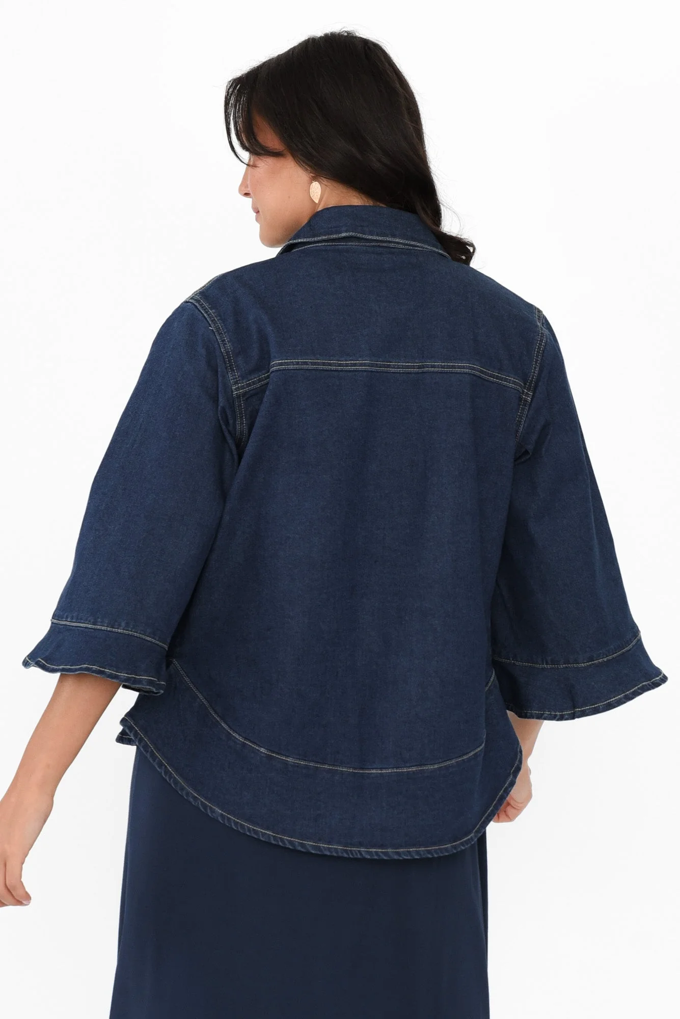 Iris Blue Denim 3/4 Sleeved Jacket - Image 5