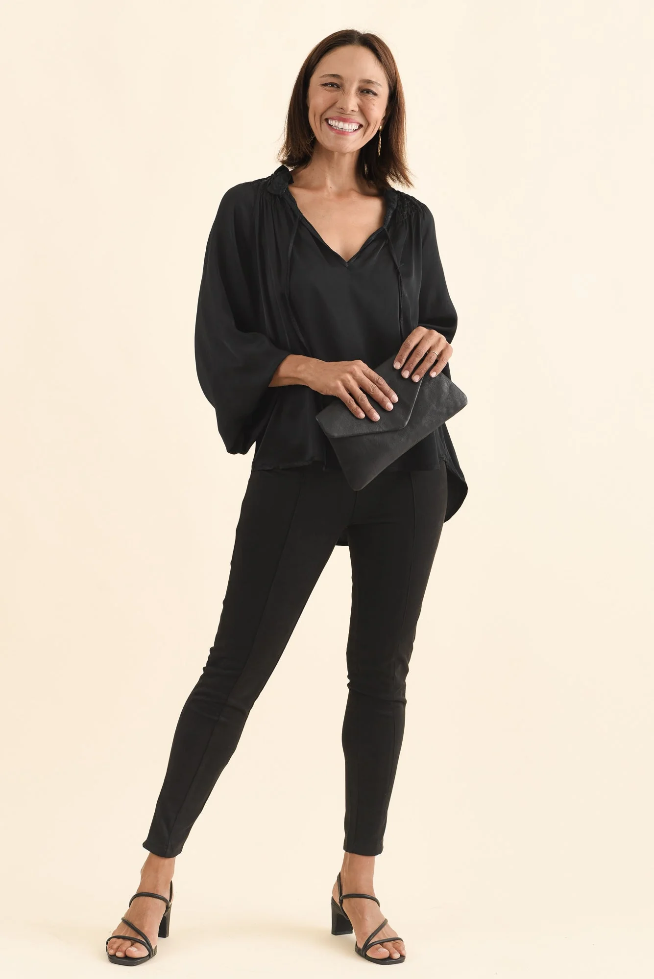 Isaac Black Silk Ruched Top - Image 2