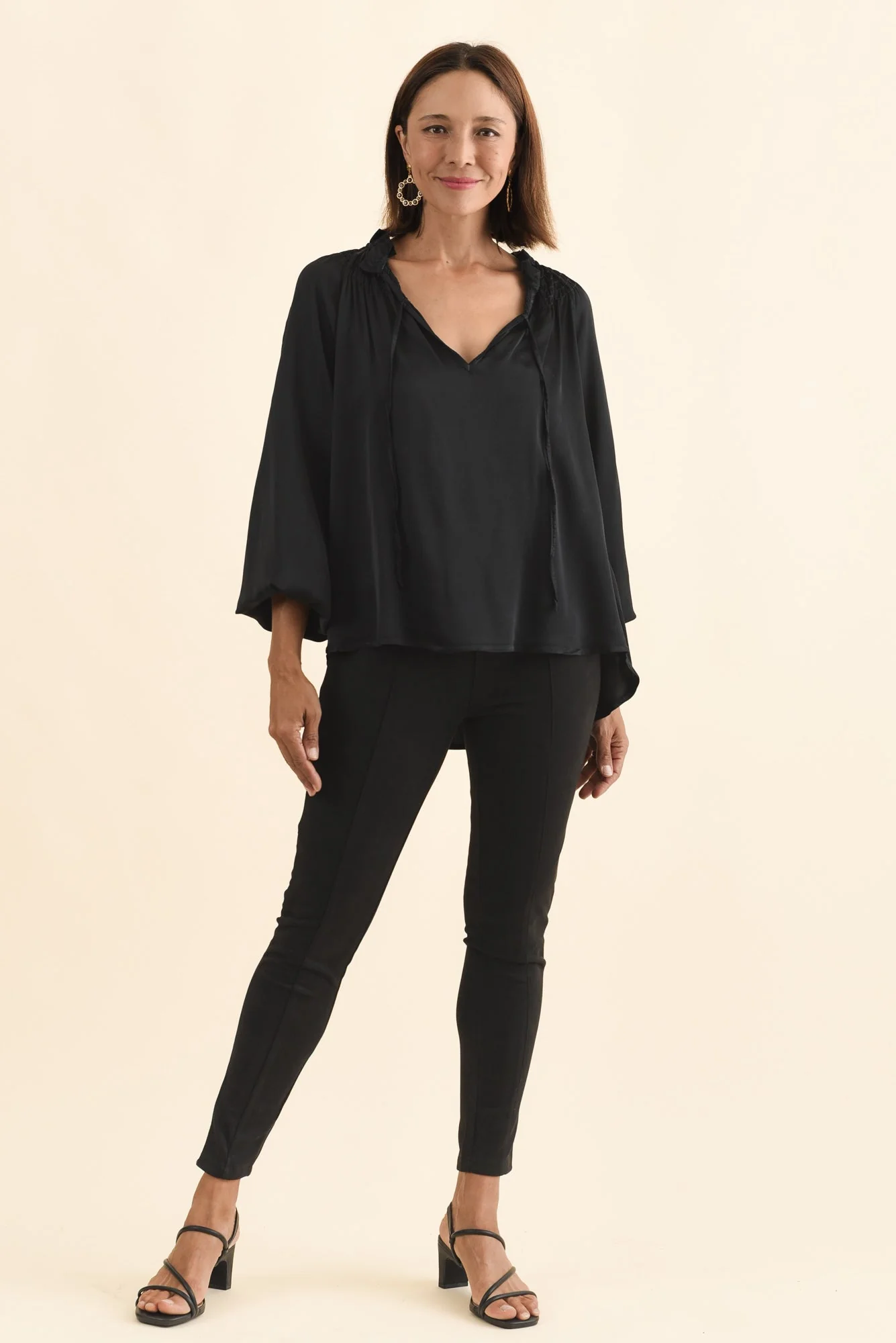 Isaac Black Silk Ruched Top - Image 6