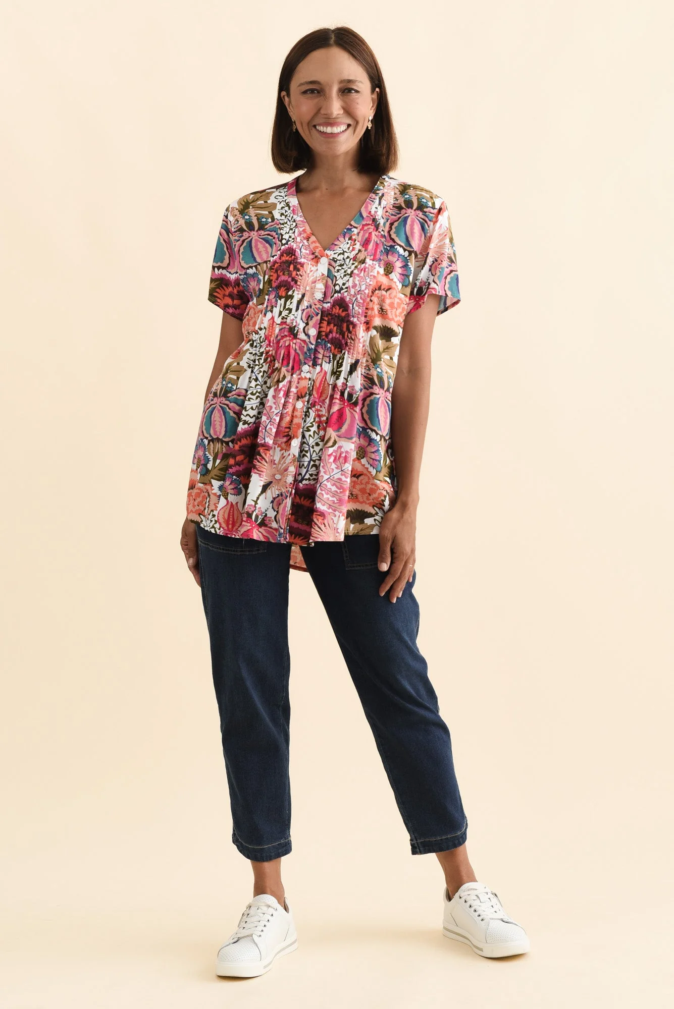 Isobel Pink Garden Button Top - Image 3