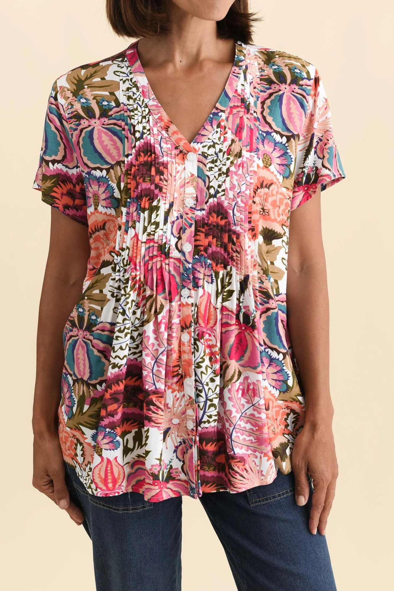 Isobel Pink Garden Button Top - Image 6