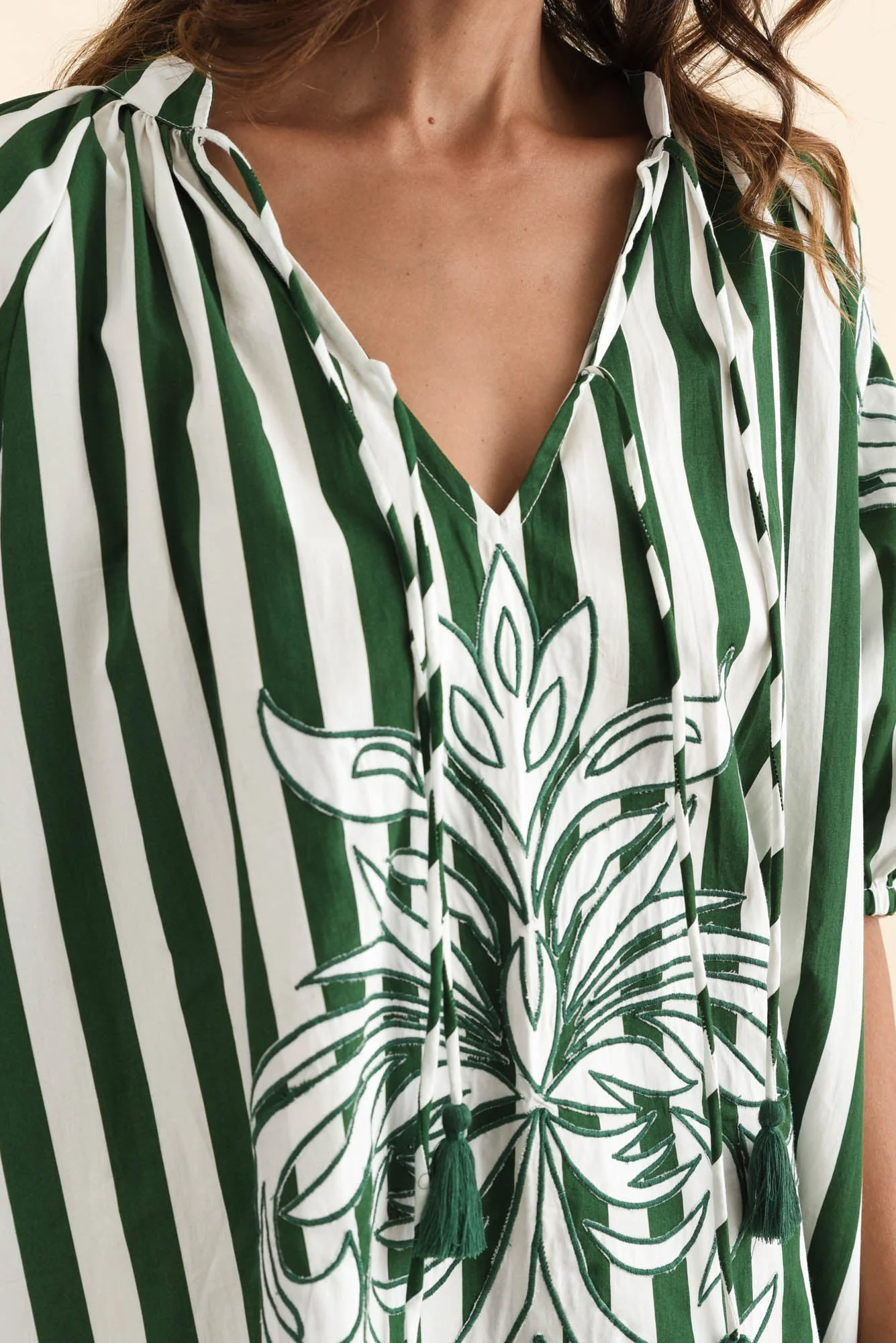 Ivanka Green Stripe Cotton Tie Dress - Image 5